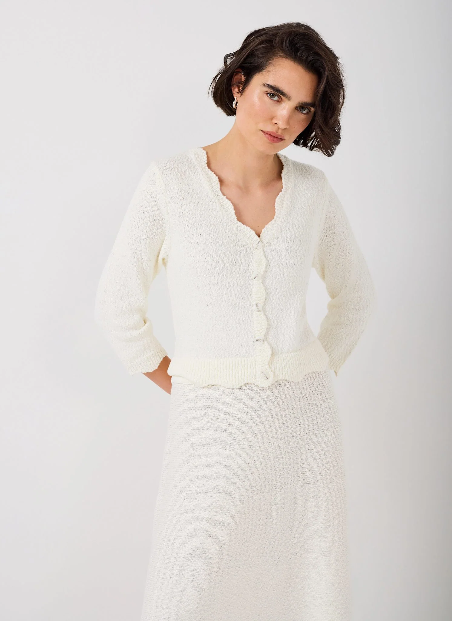 Cream Boucle Knit Midi Dress - Image 3