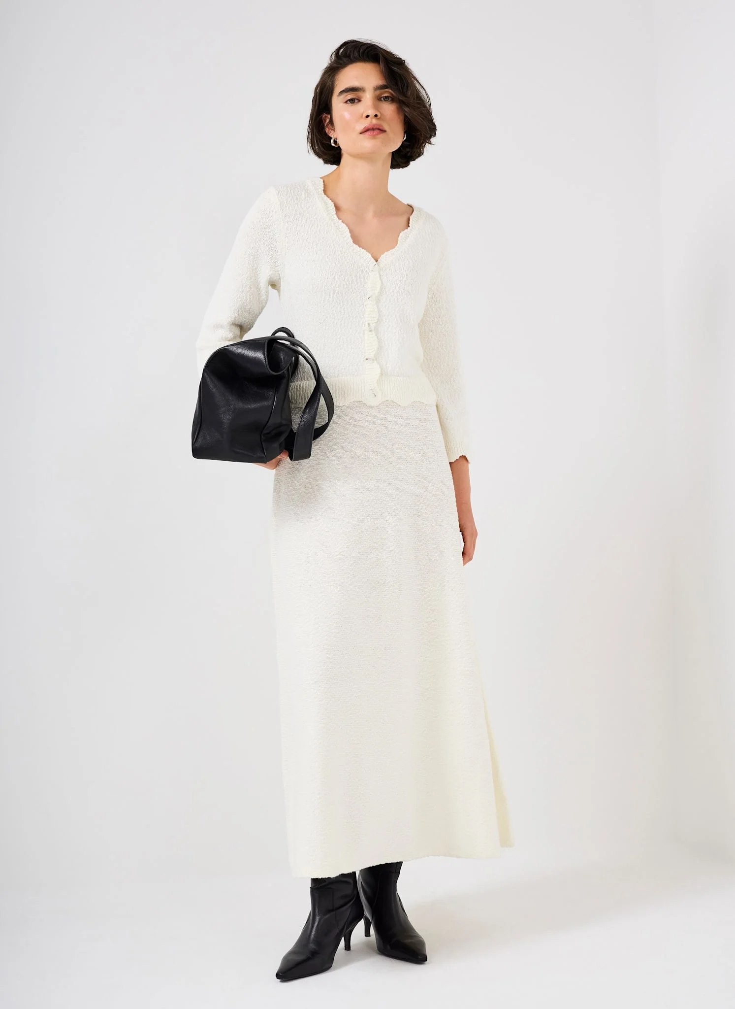 Cream Boucle Knit Midi Dress - Image 4