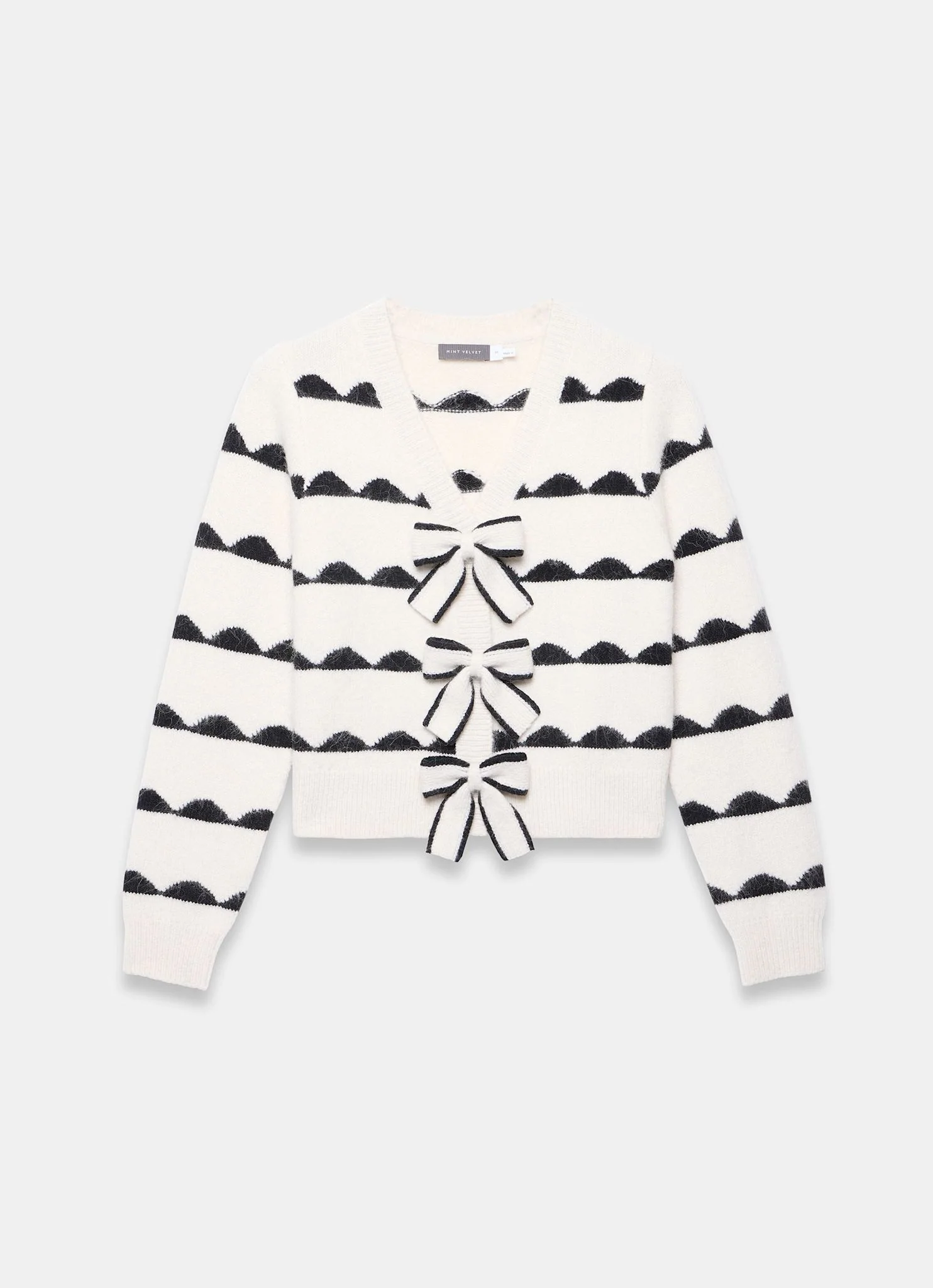 Cream Wool Blend Bow Detail Cardigan - Image 7