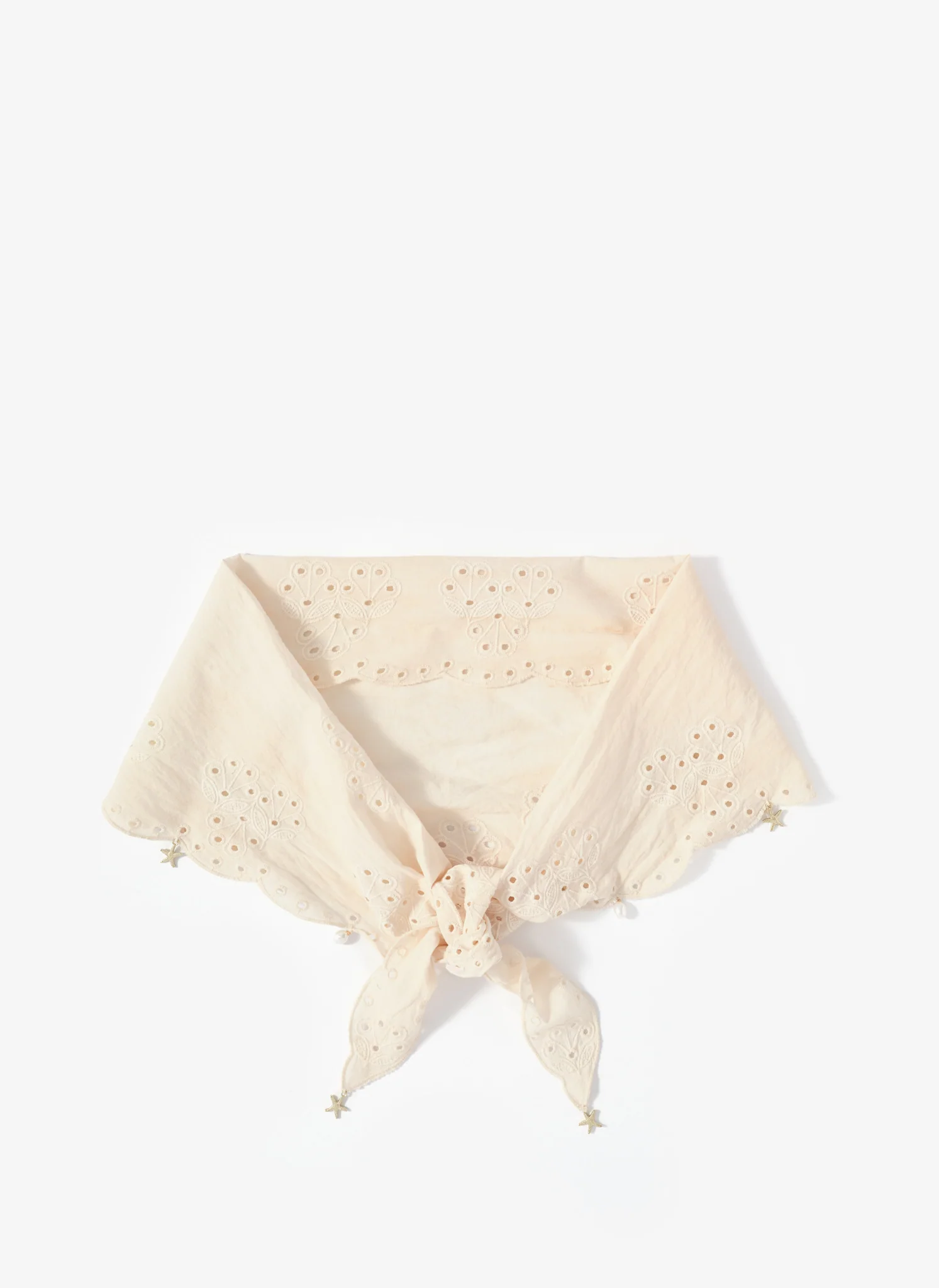Cream Cotton Broderie Charm Scarf - Image 2