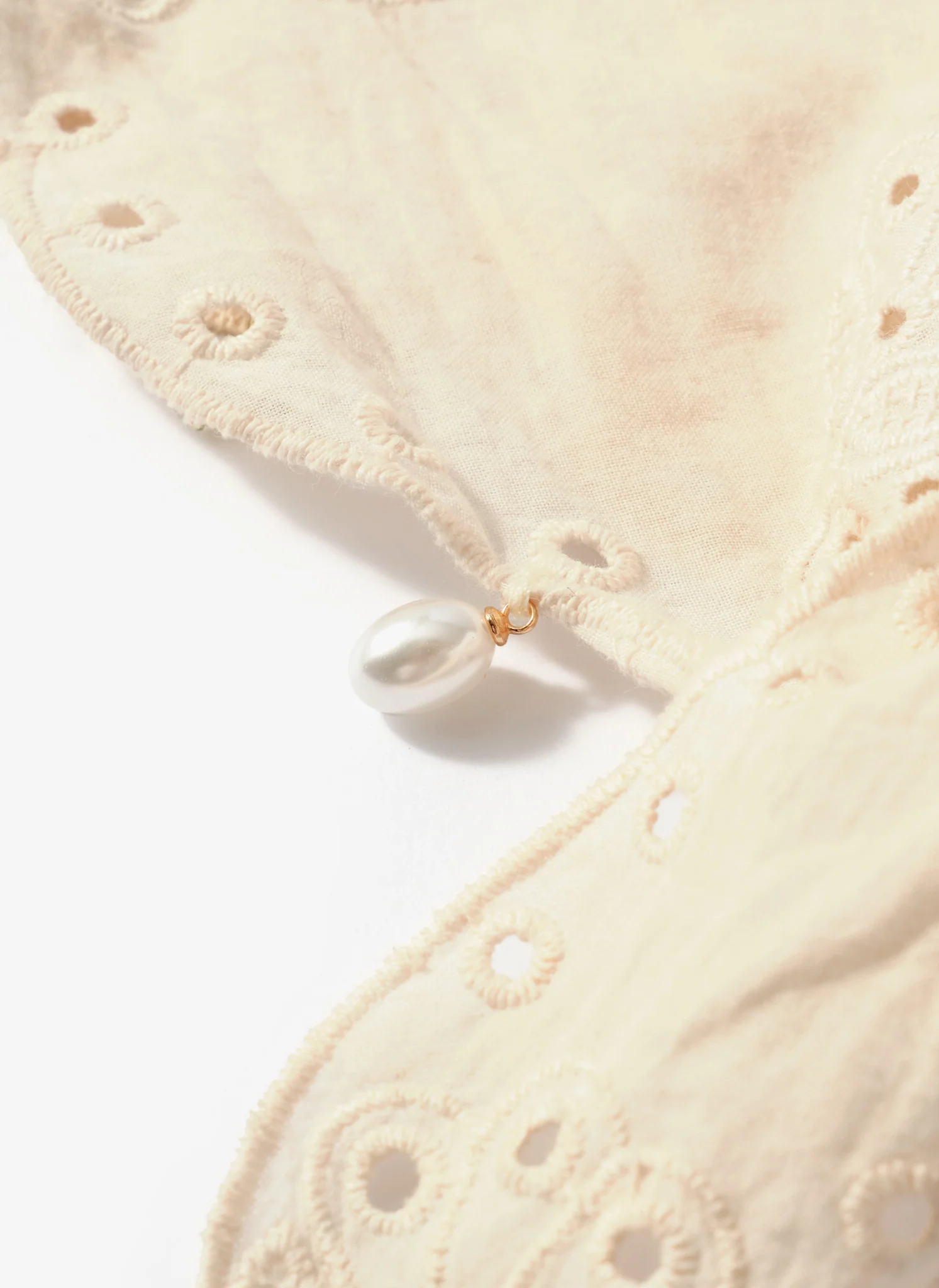 Cream Cotton Broderie Charm Scarf - Image 4