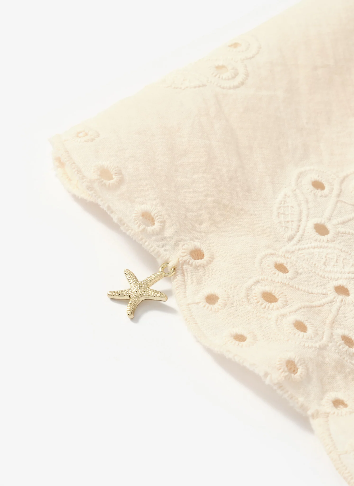 Cream Cotton Broderie Charm Scarf - Image 5