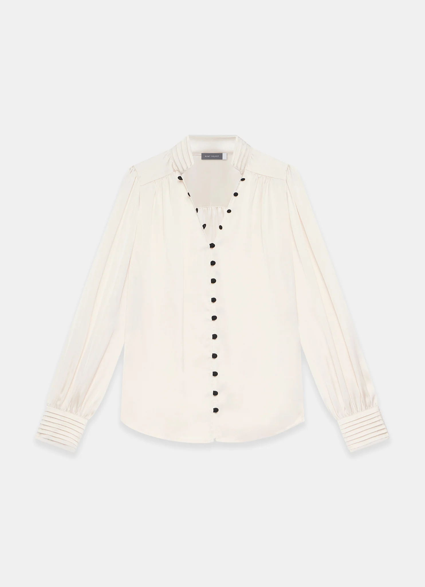 Cream Contrast Satin Blouse - Image 7
