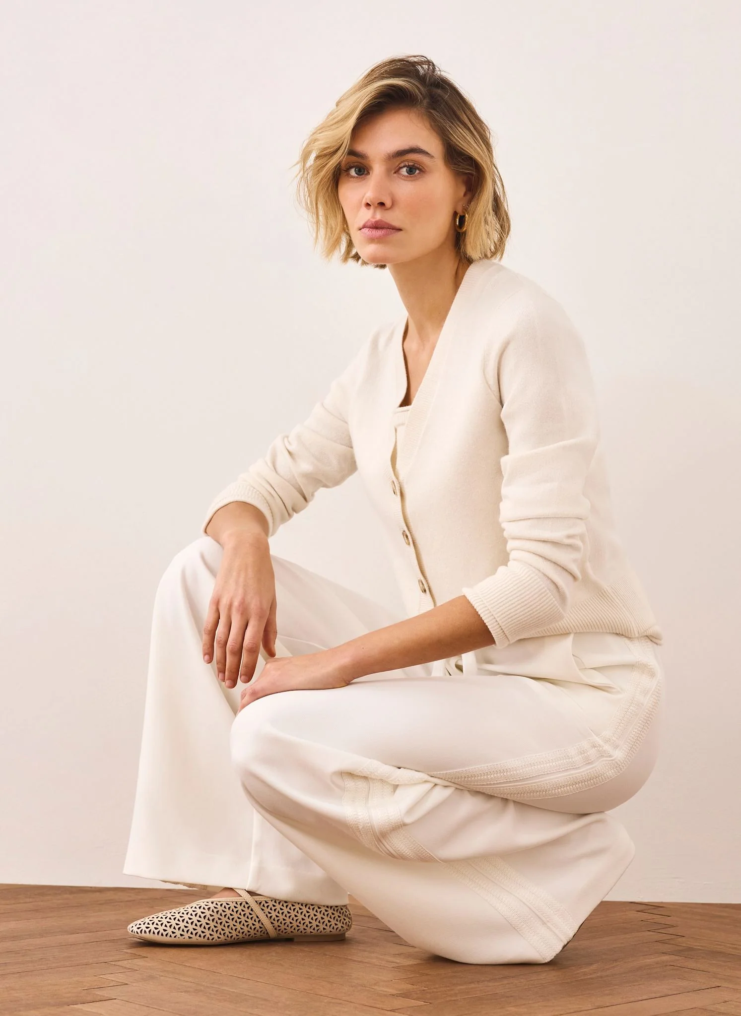 Cream Crochet Side Stripe Trousers - Image 4