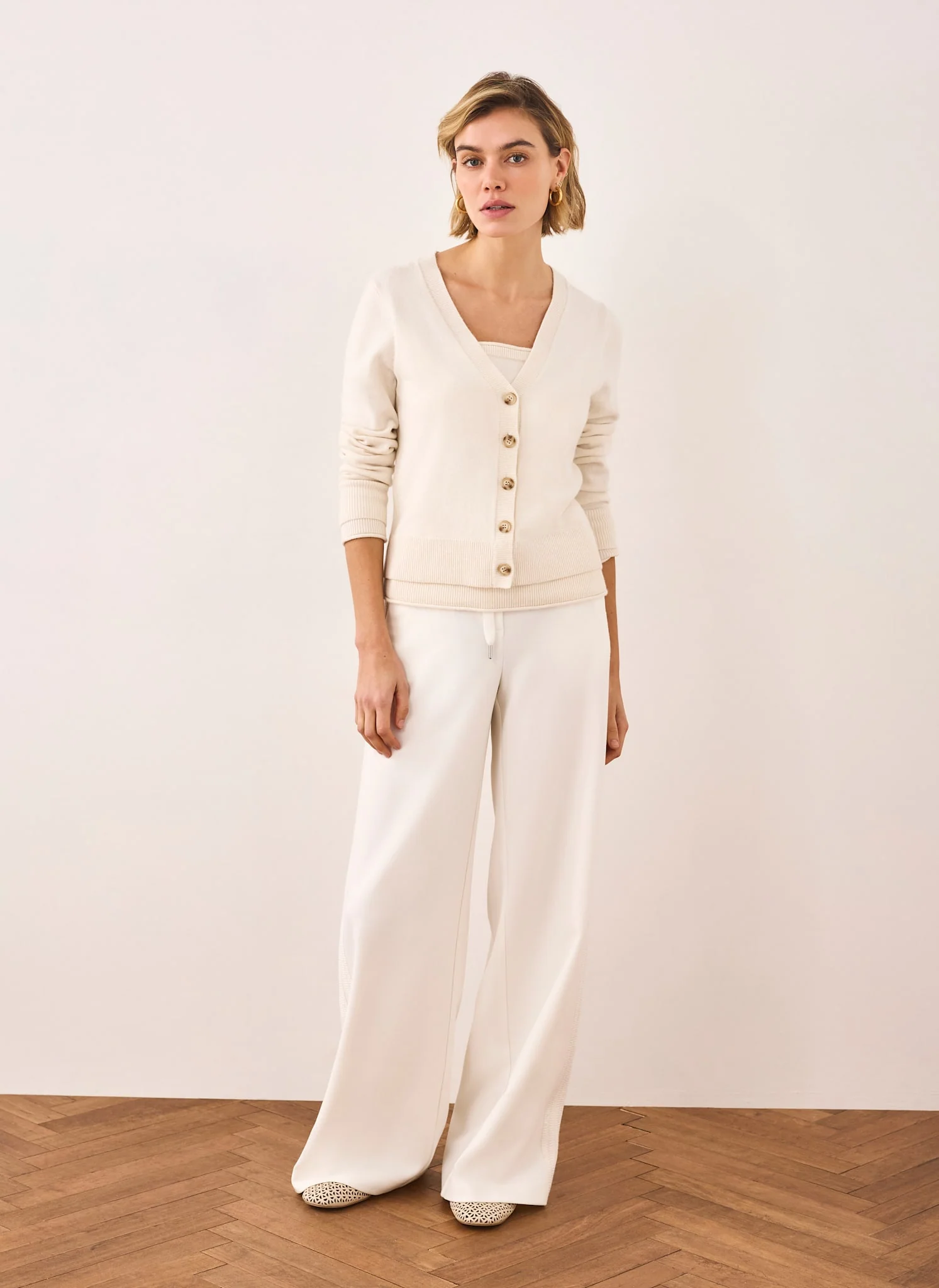 Cream Crochet Side Stripe Trousers - Image 6