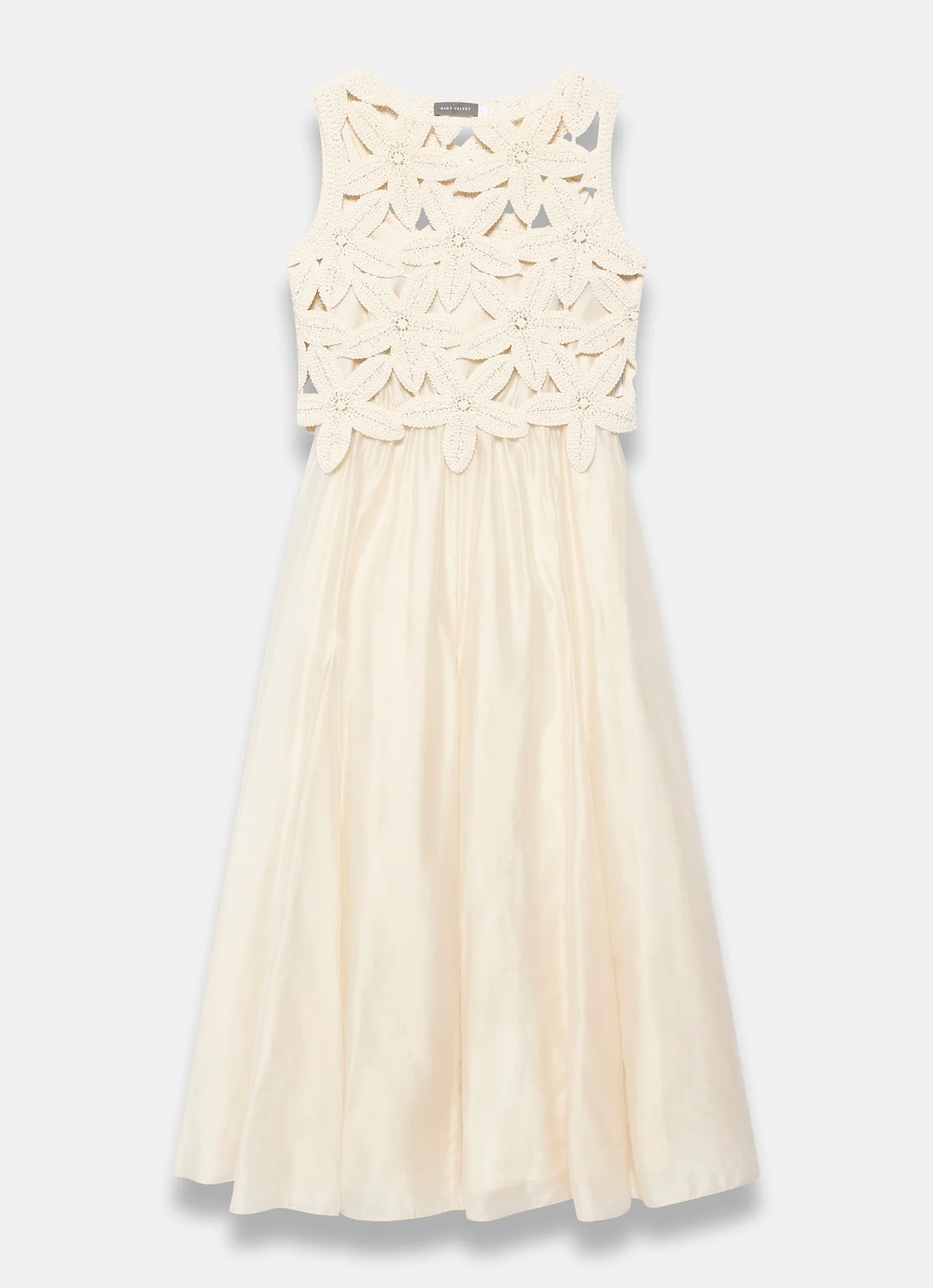 Cream Cotton Blend Crochet Maxi Dress - Image 6