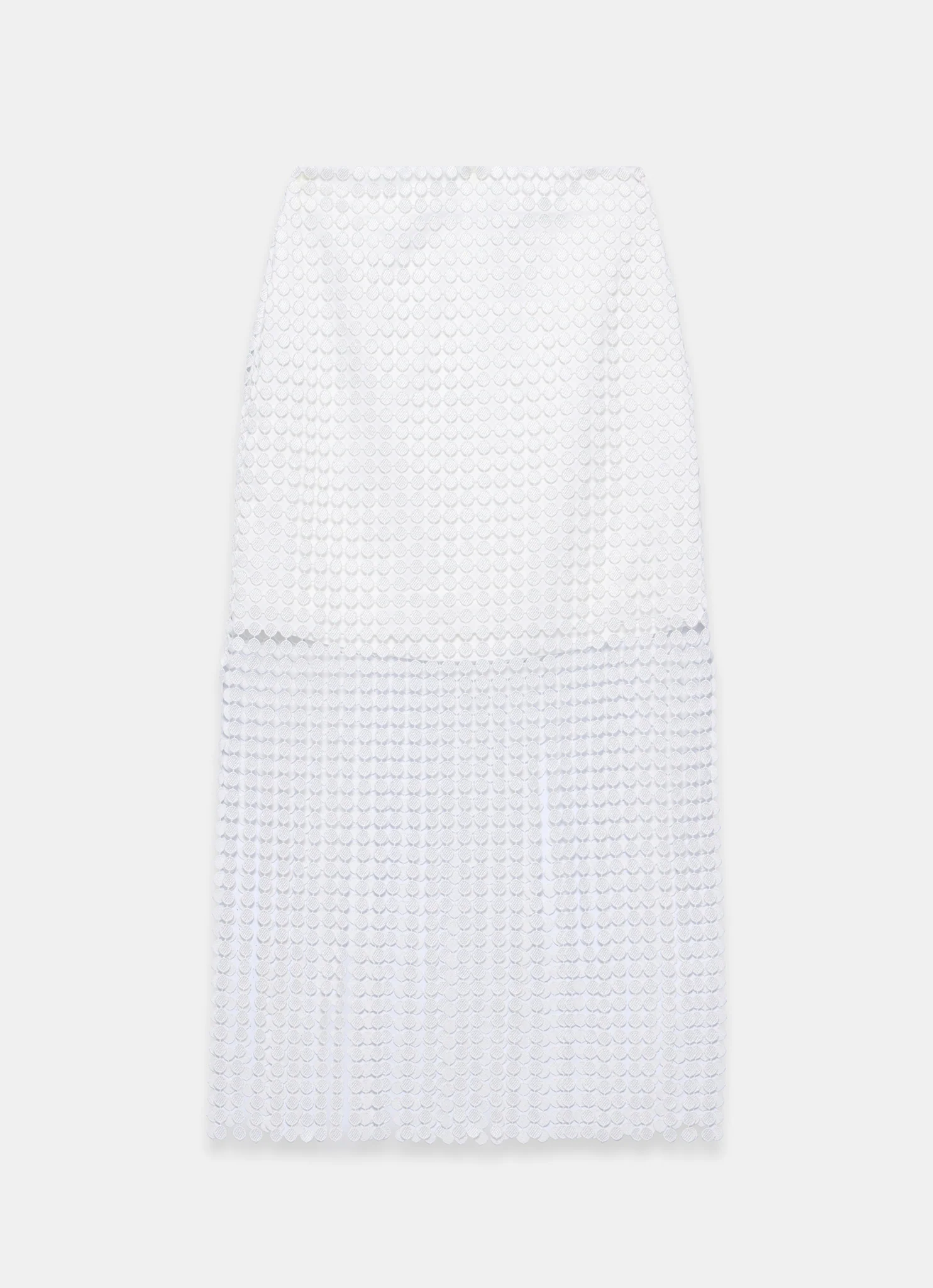 White Disc Detail Fringed Midi Skirt - Image 7