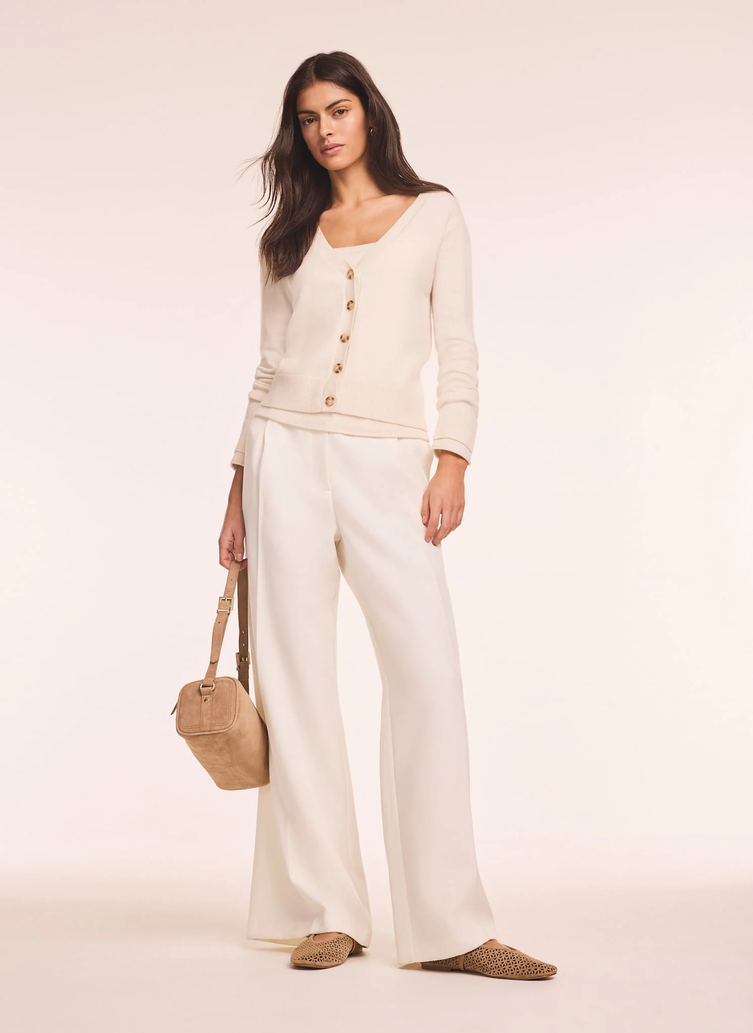 Cream Wool Blend Layered Cardigan - Image 4