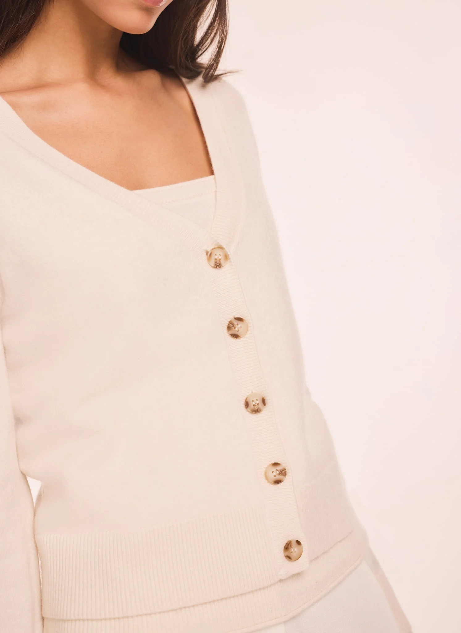 Cream Wool Blend Layered Cardigan - Image 5