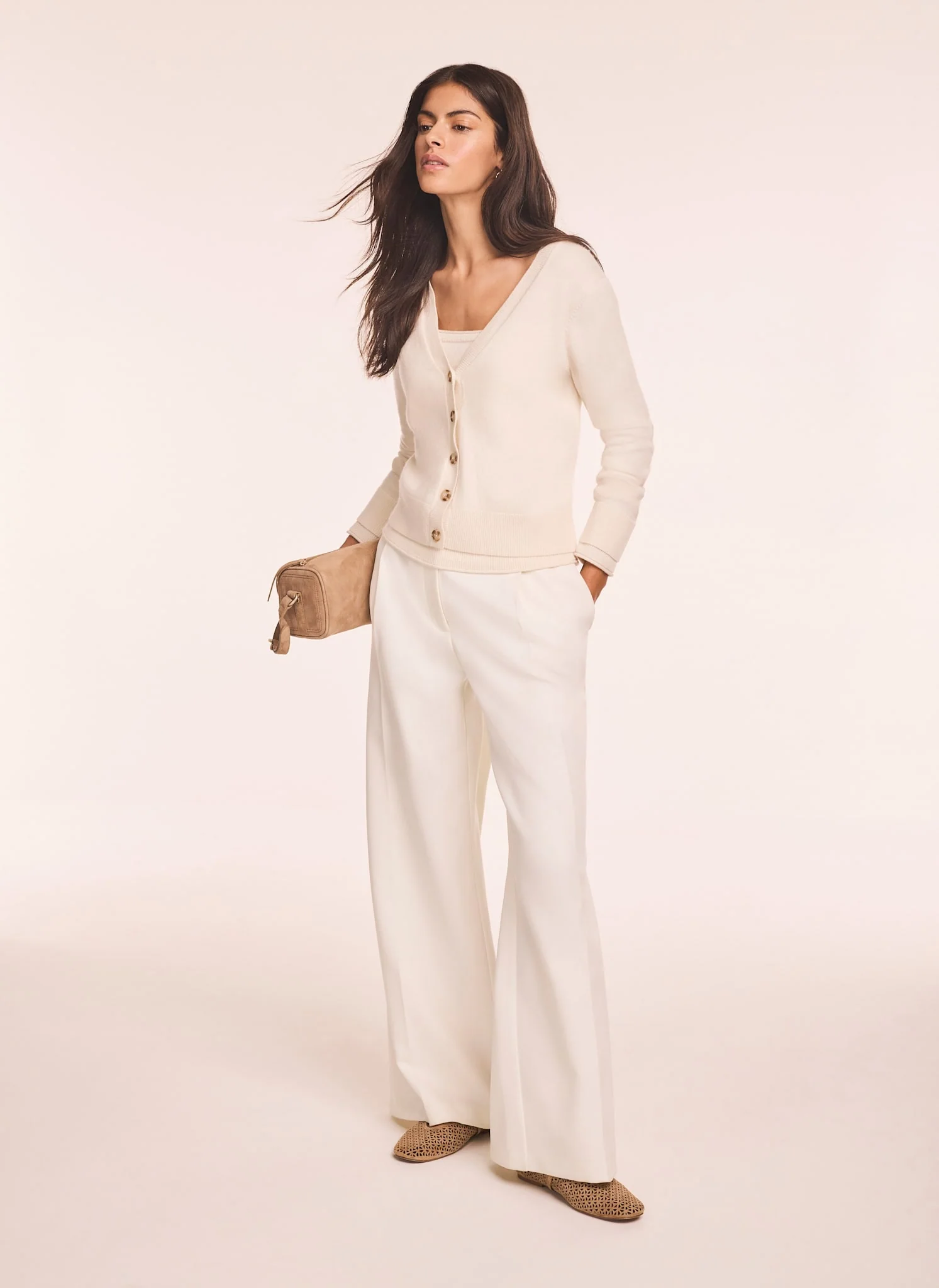 Cream Wool Blend Layered Cardigan - Image 6