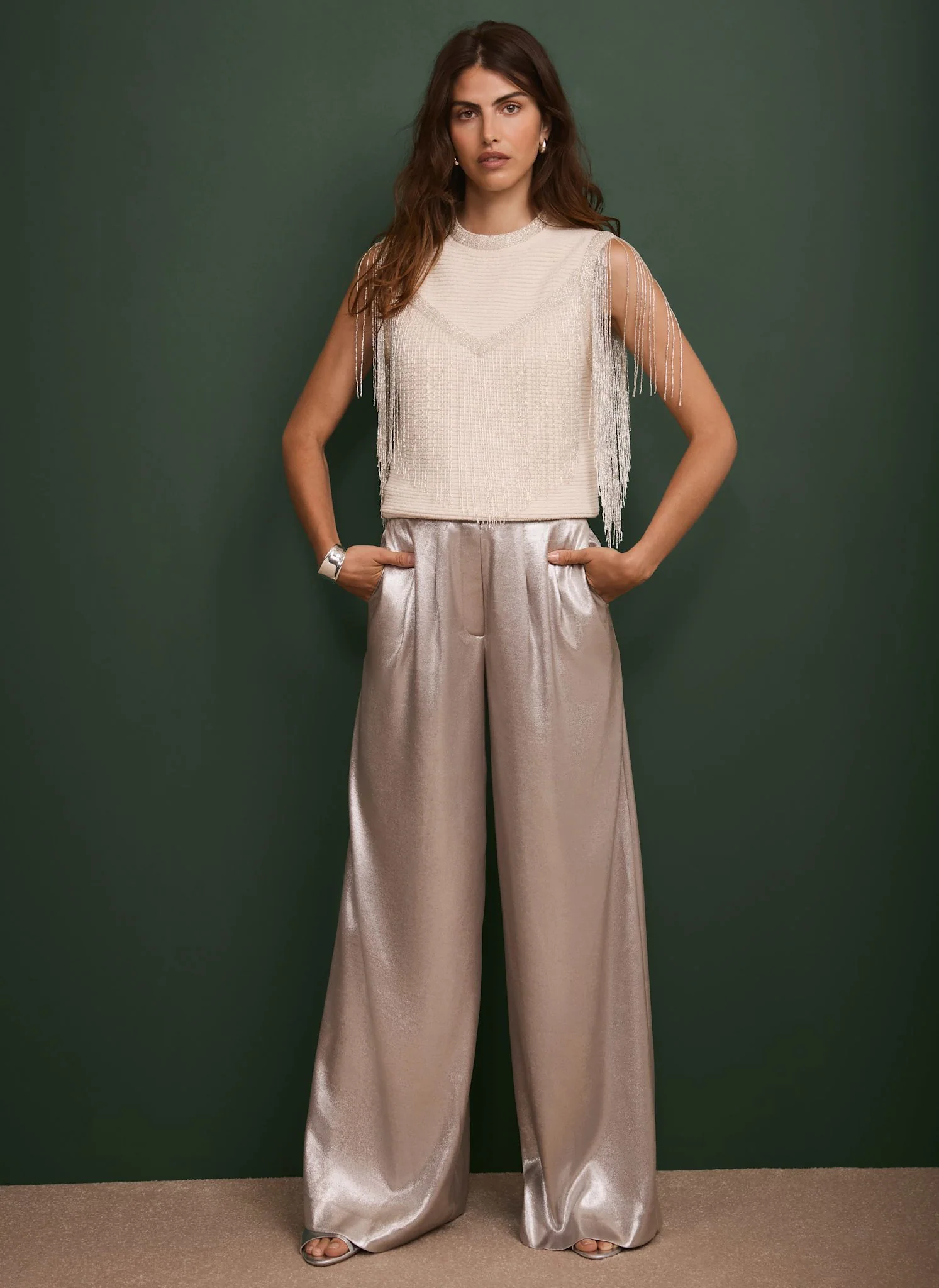 Cream Embellished Fringe Detail Top - Image 3
