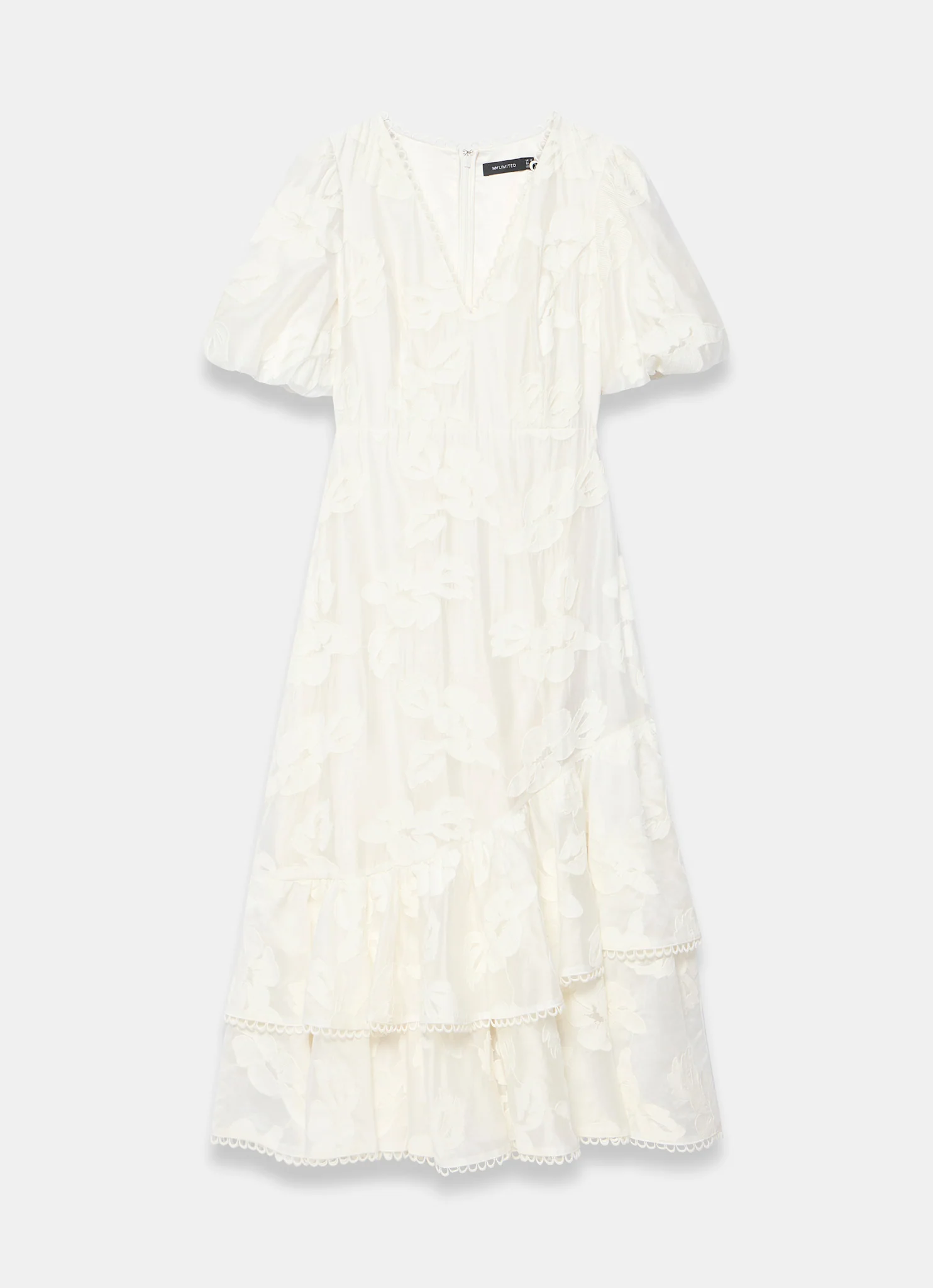 White Cotton Blend Floral Maxi Dress - Image 6