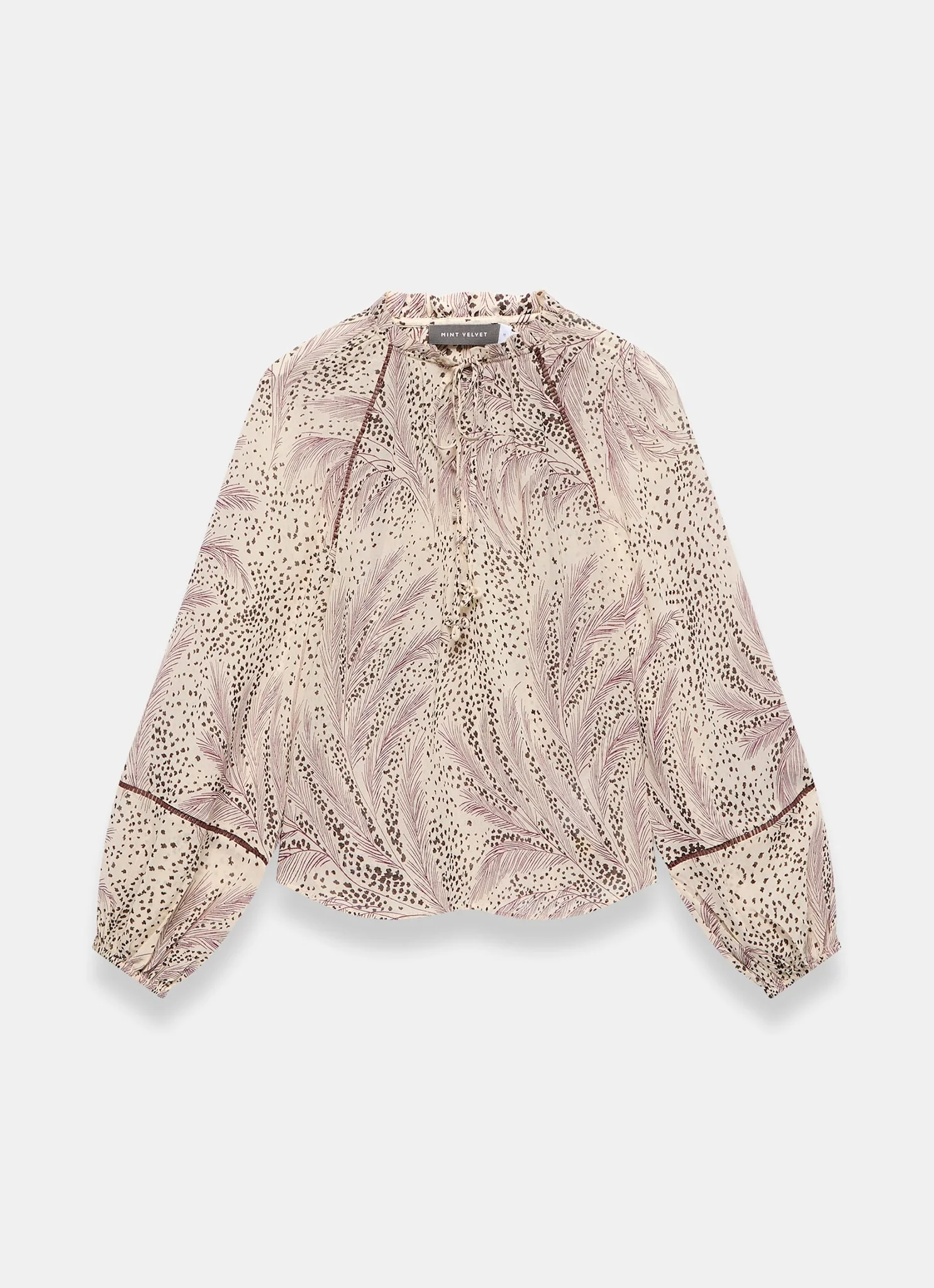 Cream Feather Print Blouse - Image 6