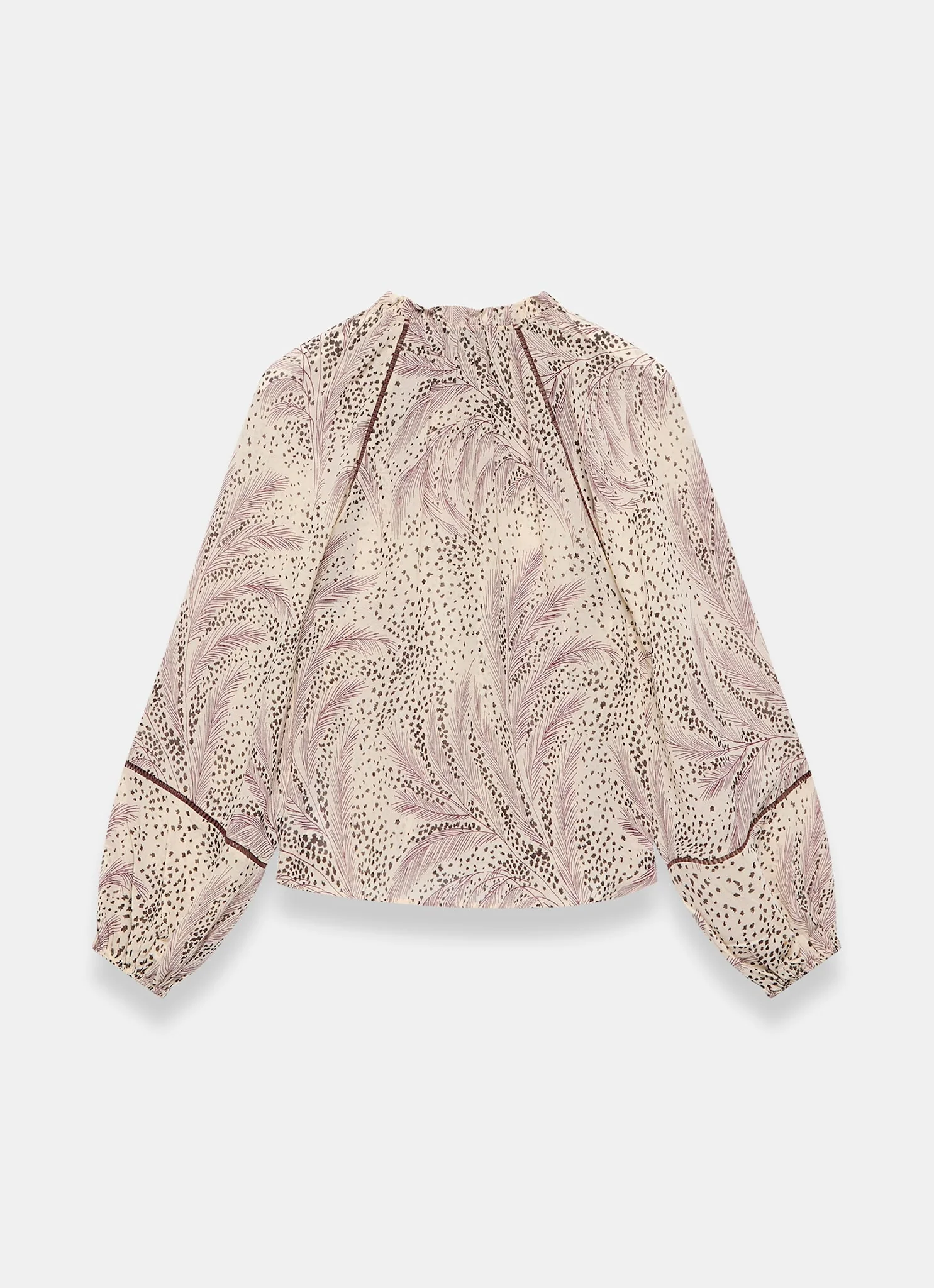 Cream Feather Print Blouse - Image 7