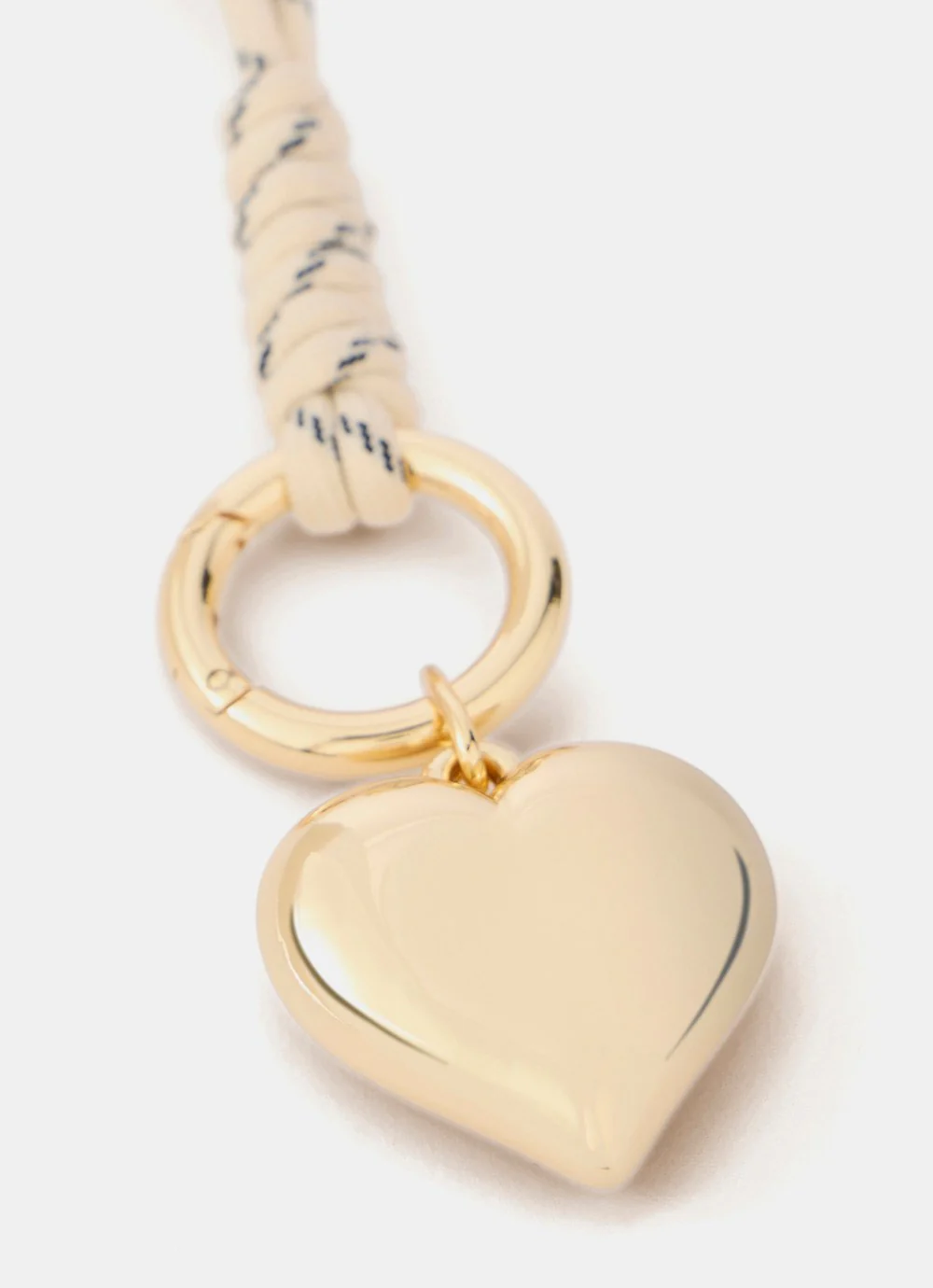 Cream Cord Heart Bag Charm - Image 3