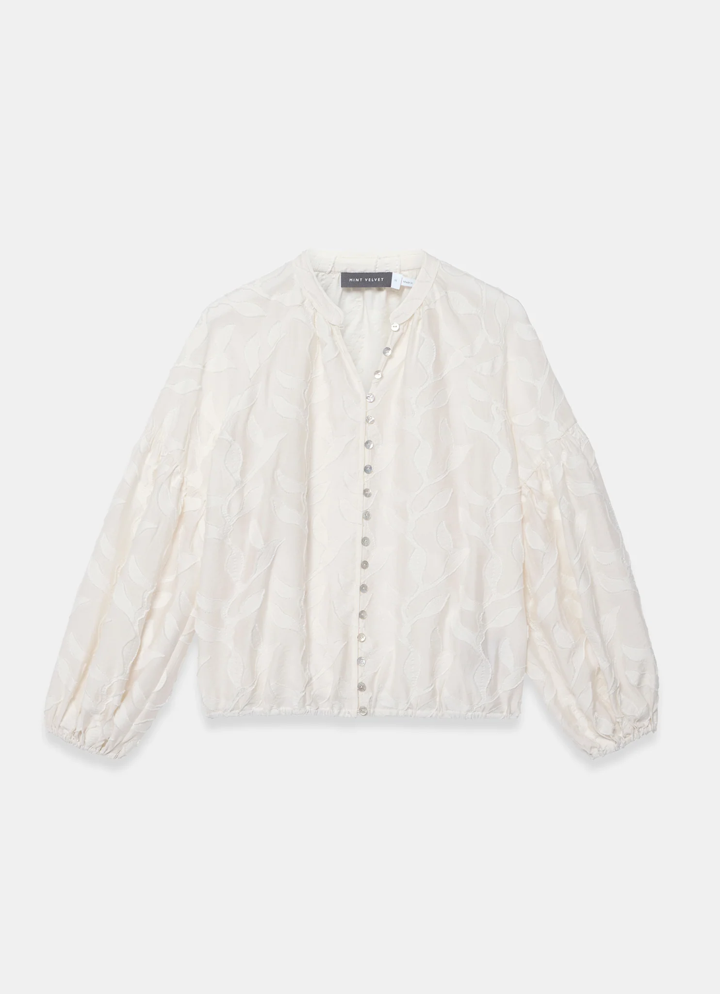 Cream Floral Jacquard Blouse - Image 6