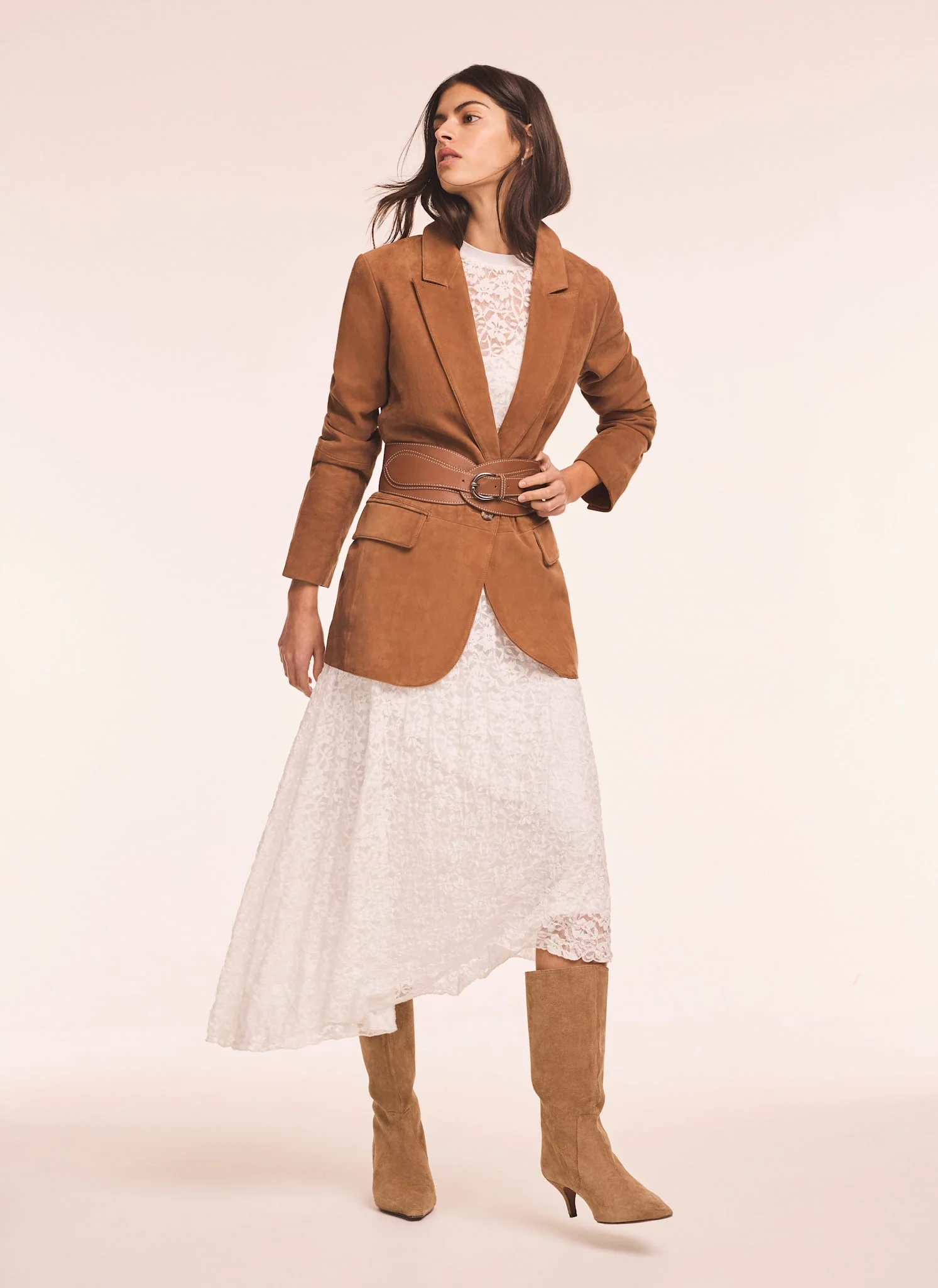 Cream Lace Full Asymmetric Midi Dress - Image 6