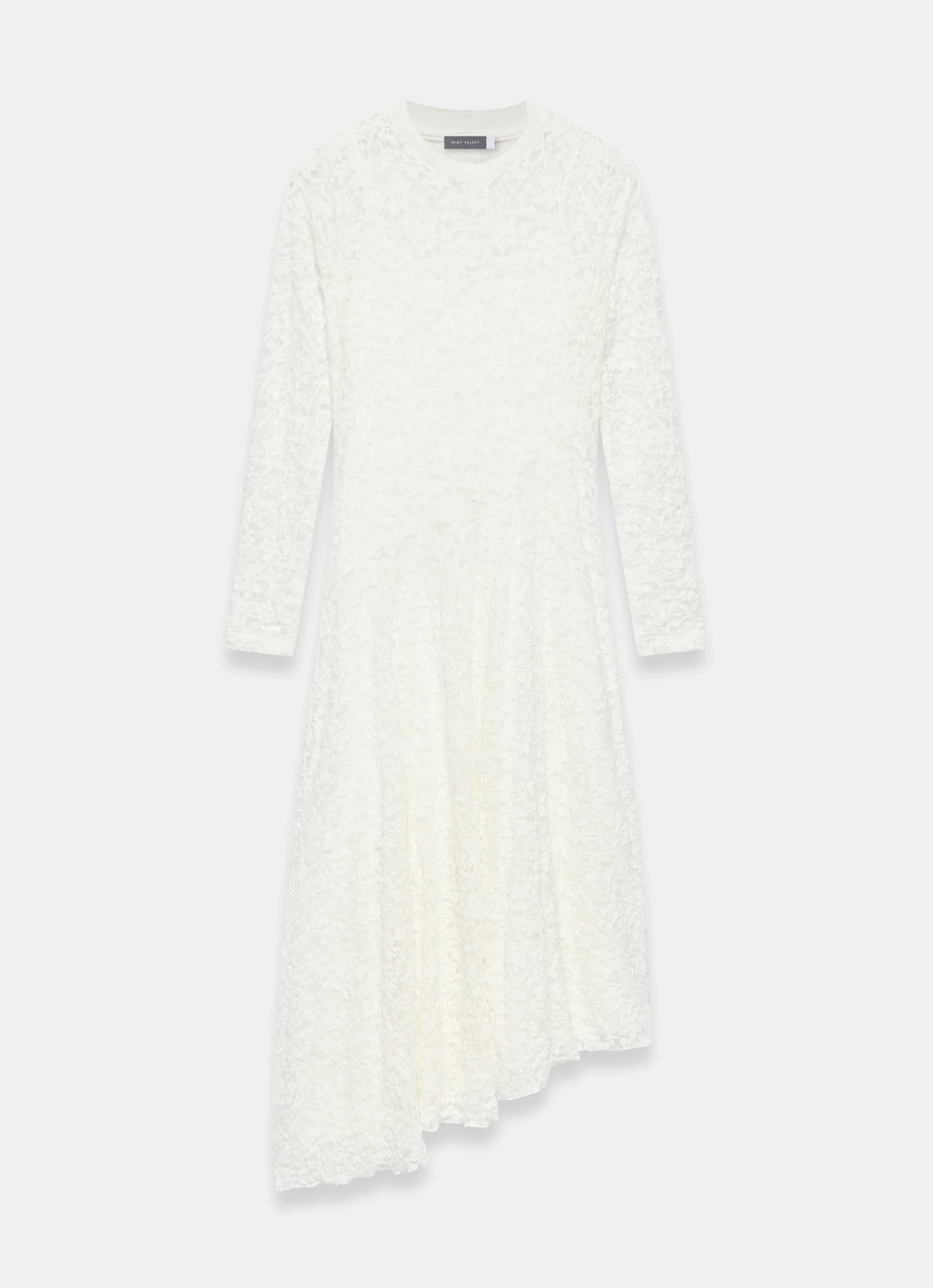 Cream Lace Full Asymmetric Midi Dress - Image 7