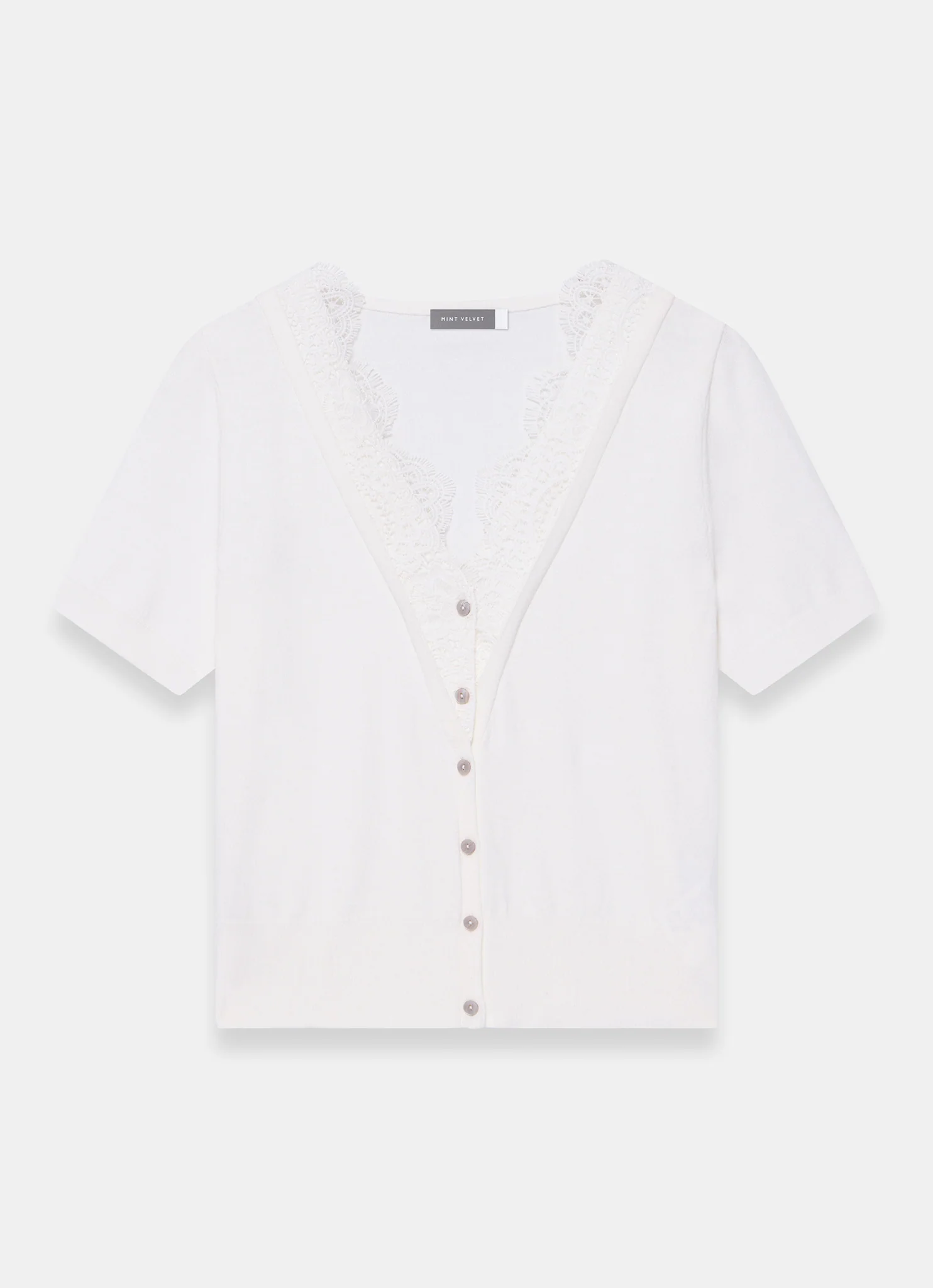 Cream Cotton Lace Trim Top - Image 6