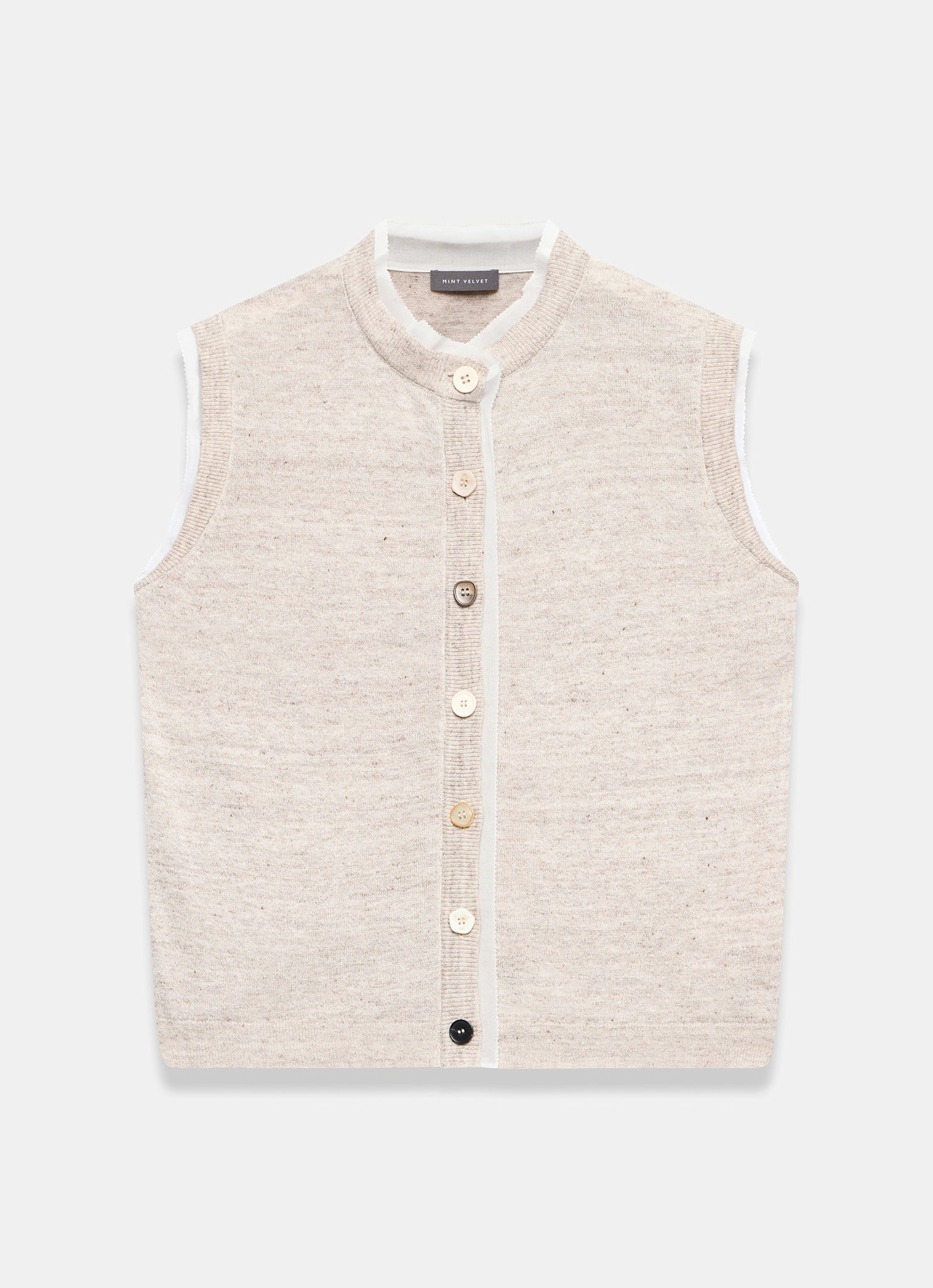 Neutral Linen Blend Sleeveless Top - Image 5