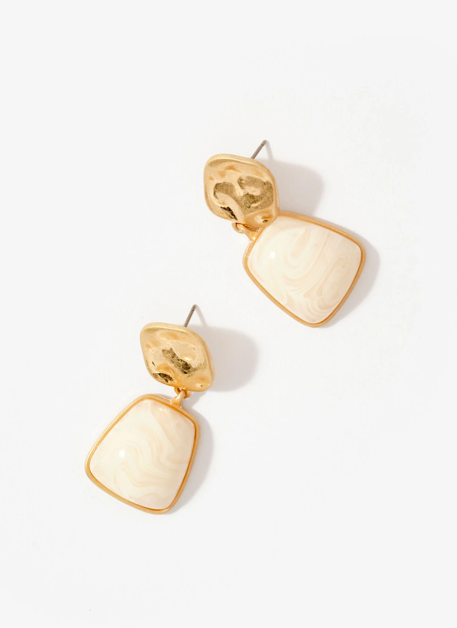 Gold Tone Resin Drop Earrings - Image 3
