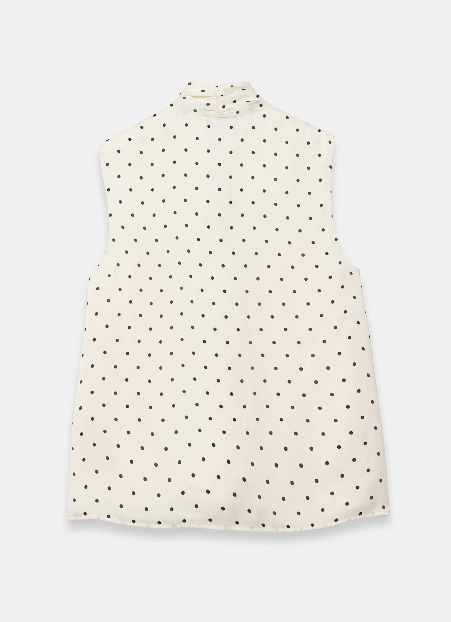 Cream Polka Dot Tie Neck Top - Image 8
