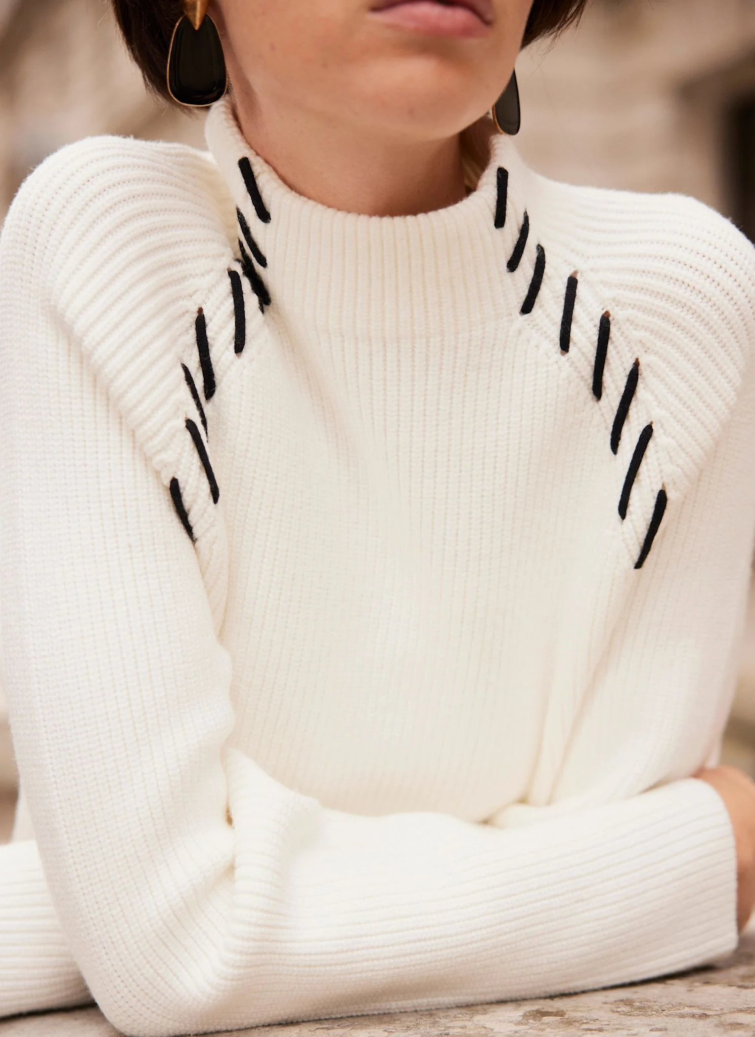 Cream Whipstitch Knitted Mini Dress - Image 4