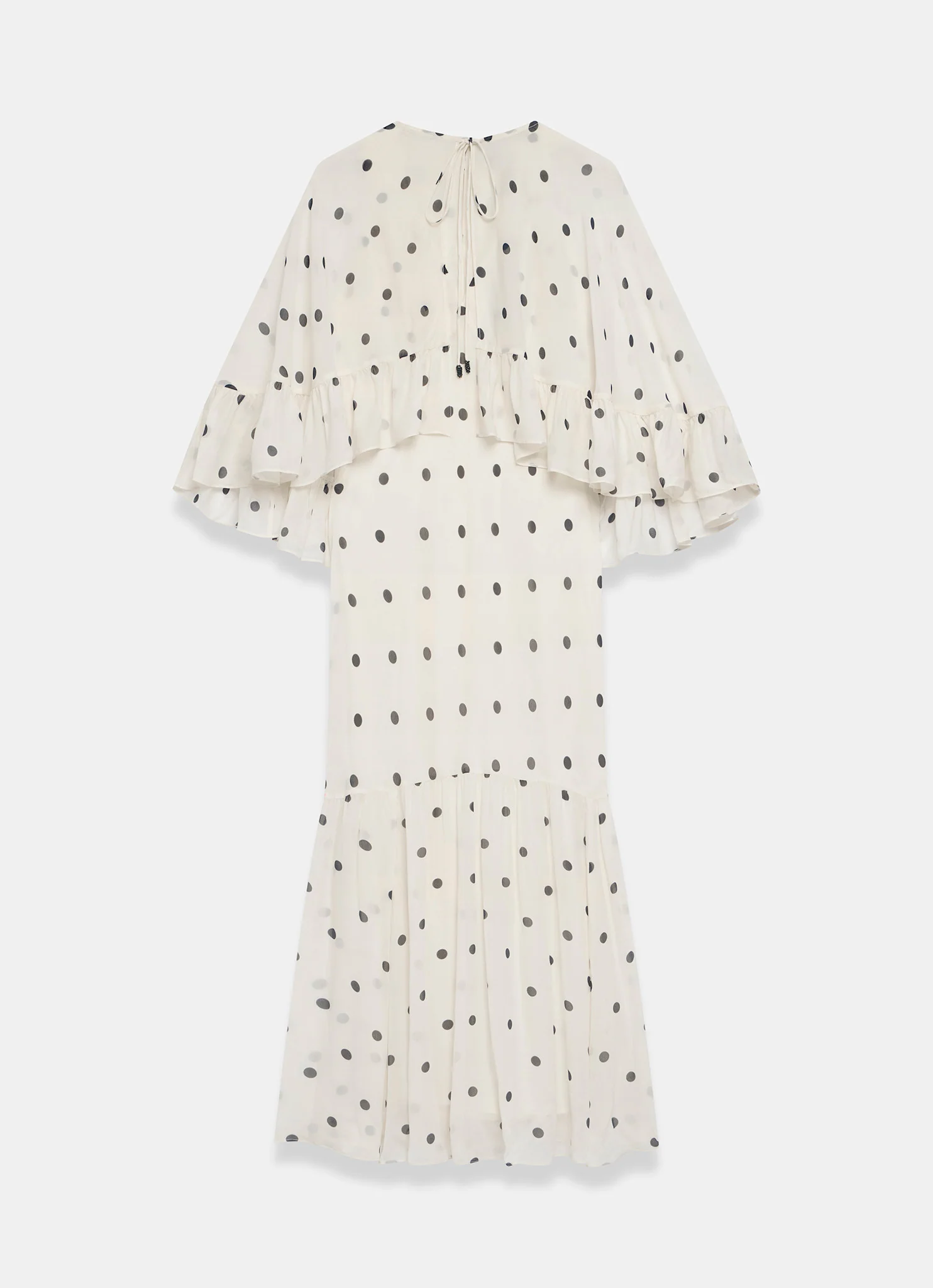 Cream Polka Dot Print Cape Maxi Dress - Image 7