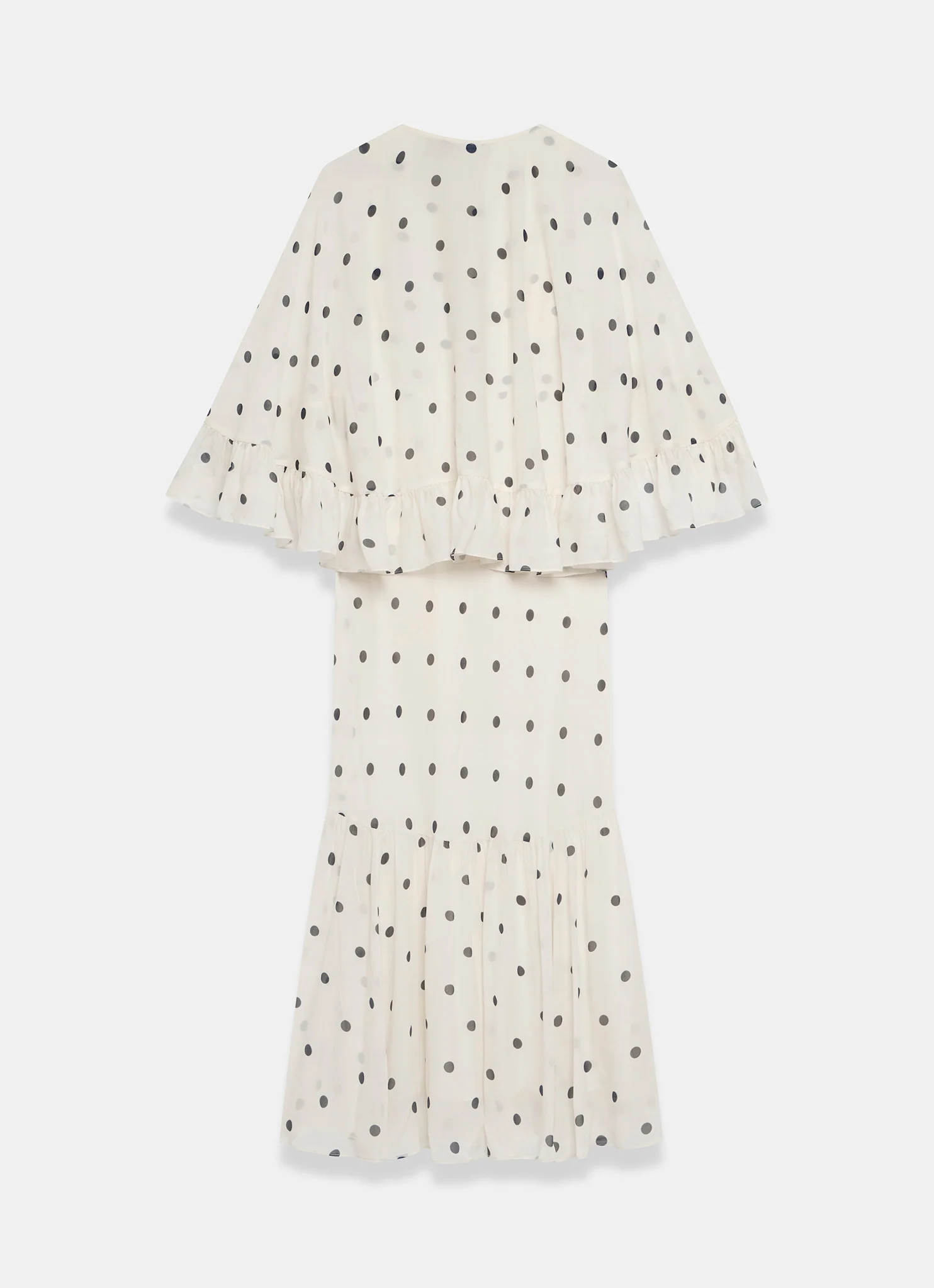 Cream Polka Dot Print Cape Maxi Dress - Image 8
