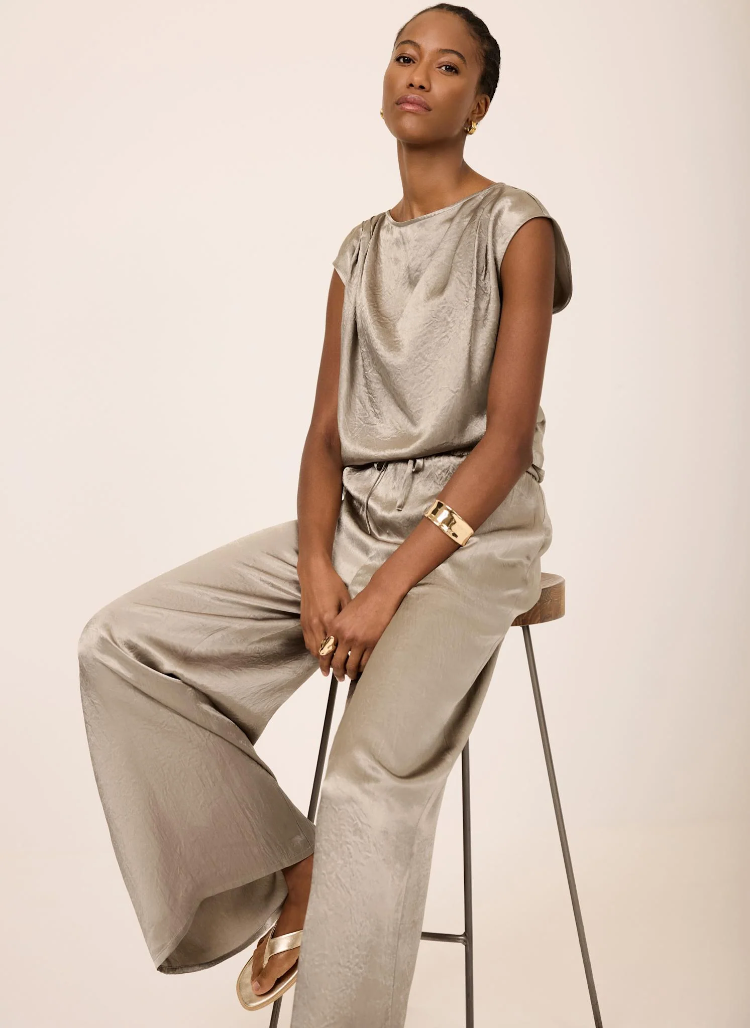 Gold Metallic Satin Top - Image 2