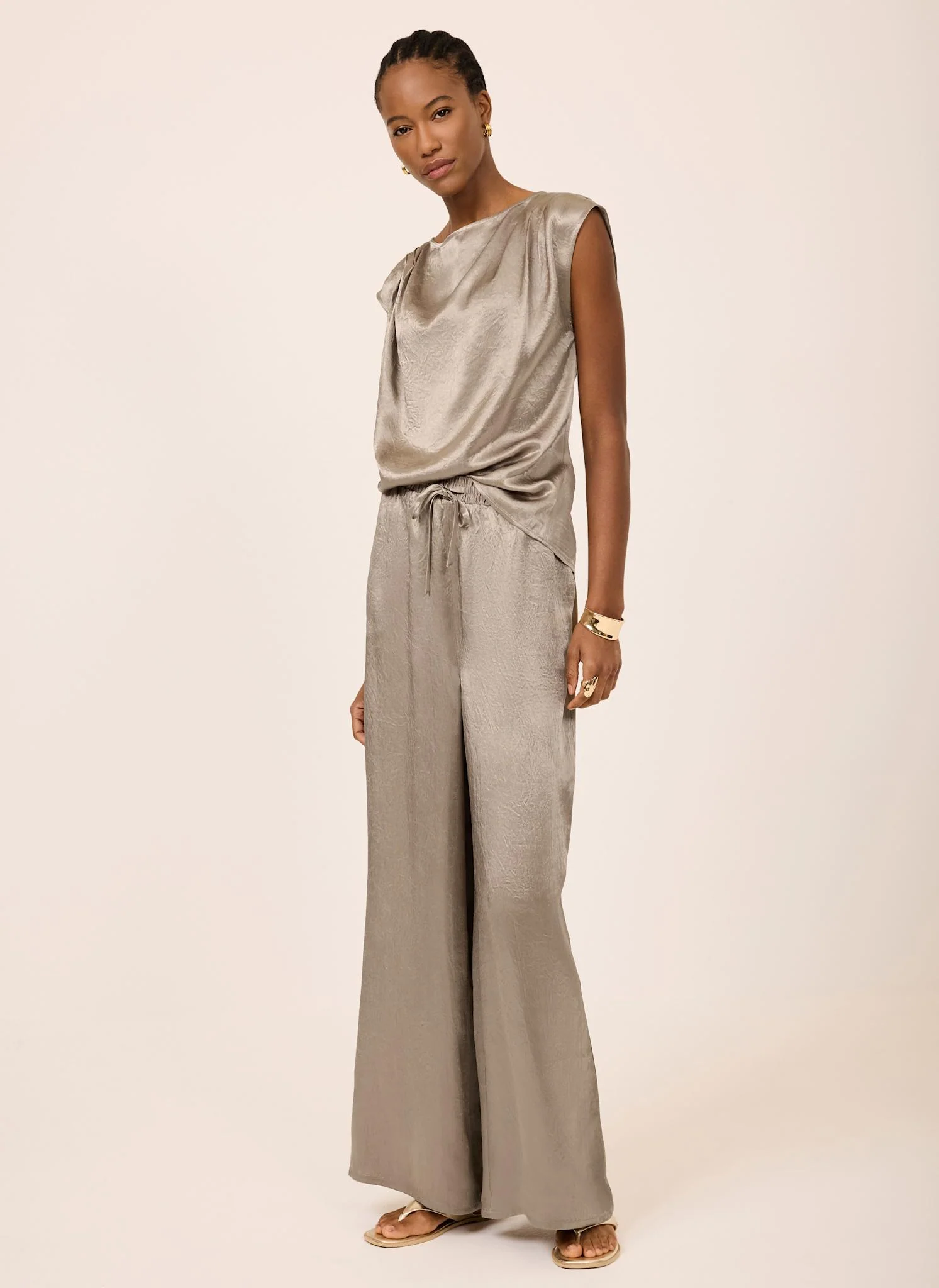 Gold Metallic Satin Top - Image 3