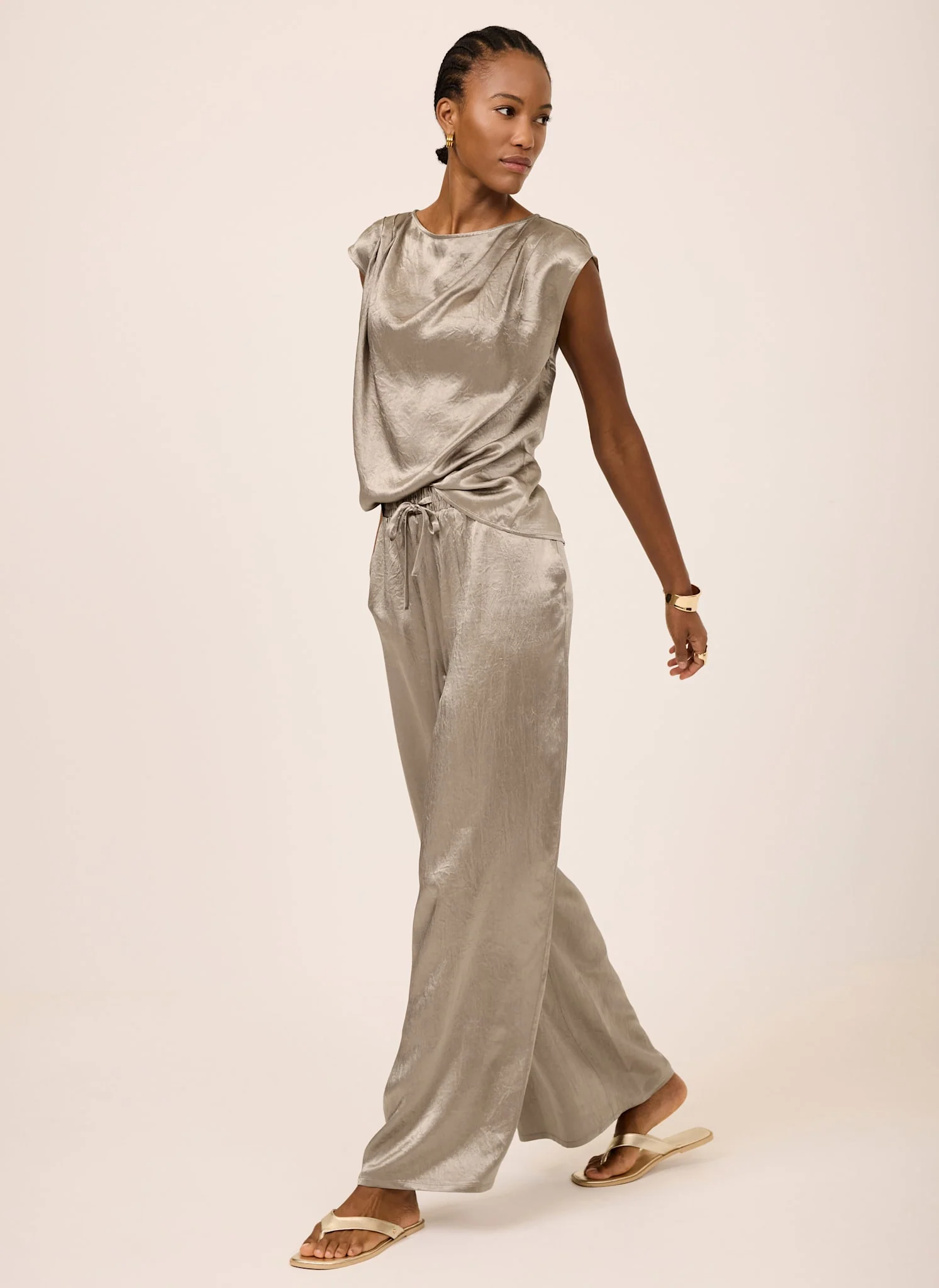 Gold Metallic Satin Top - Image 5