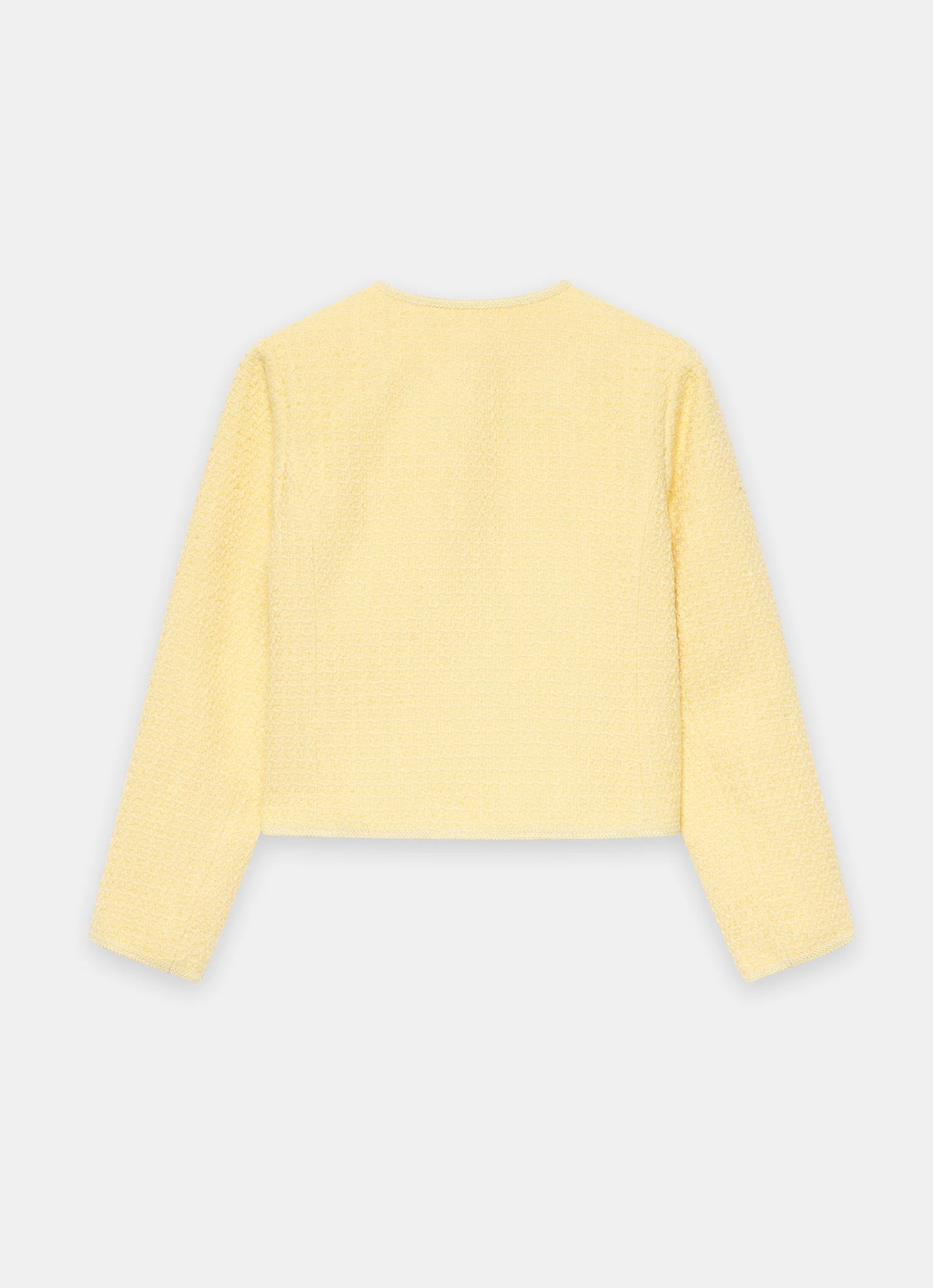 Yellow Boucle Cotton Blend Jacket - Image 8
