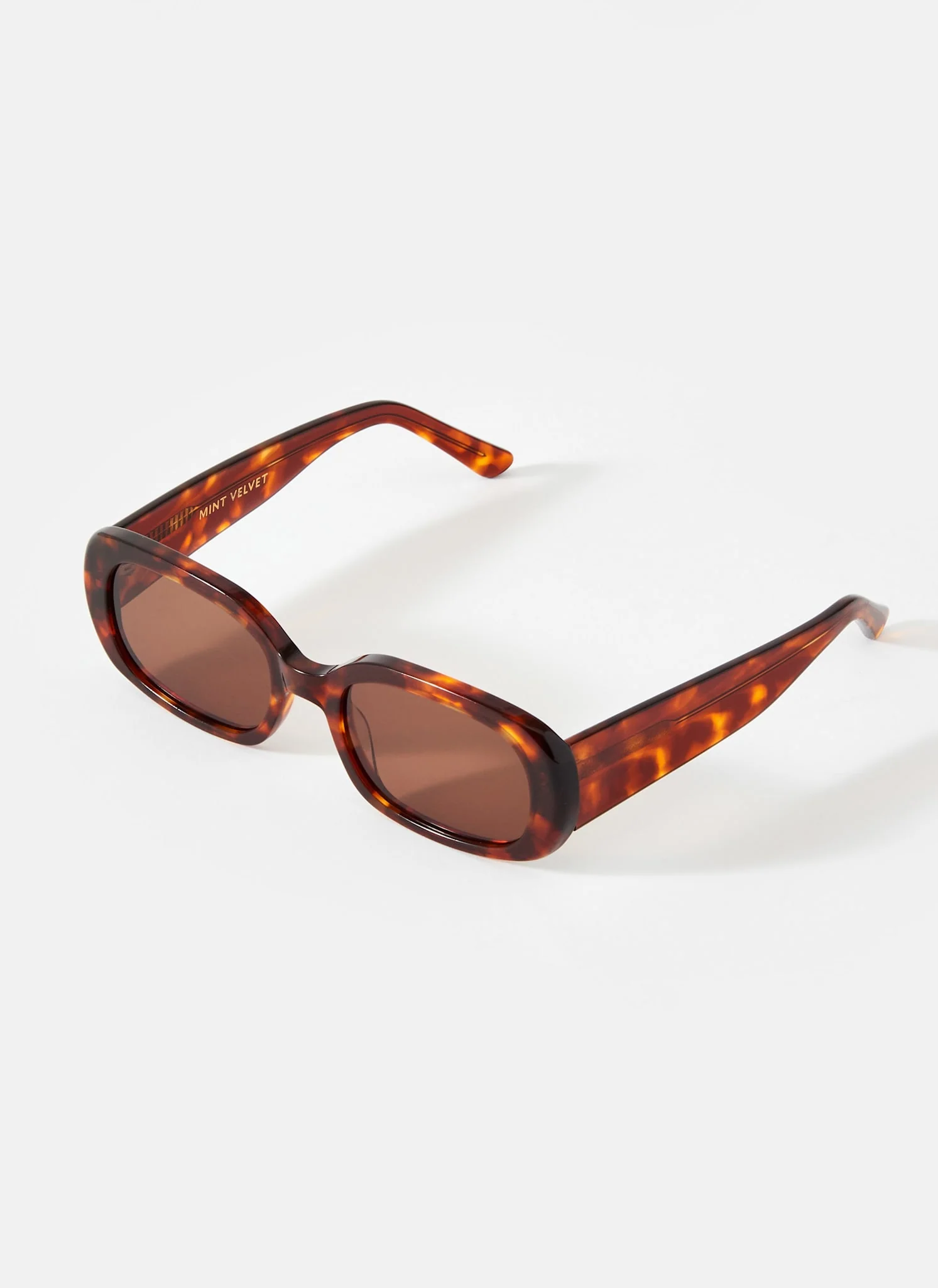 Brown Tortoiseshell Rectangle Sunglasses - Image 3