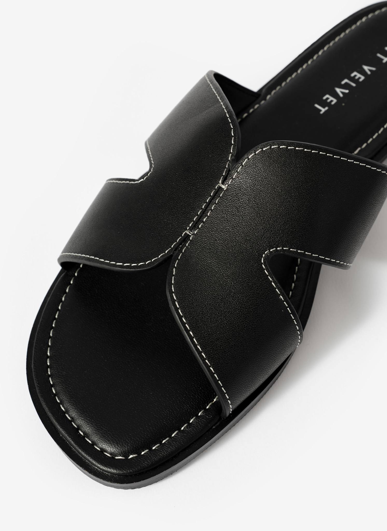 Darcy Black Leather Sandals - Image 6