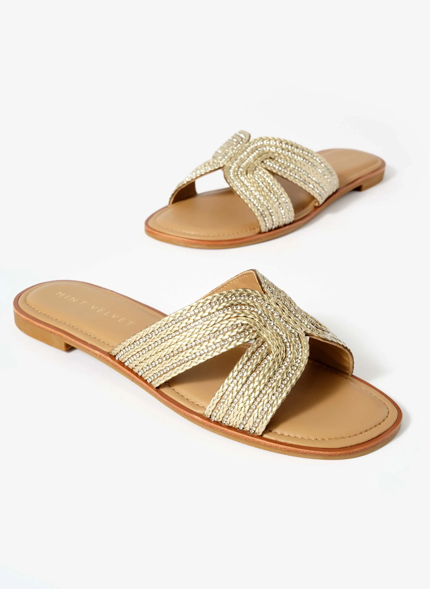 Darcy Gold Metallic Detail Sandals - Image 4