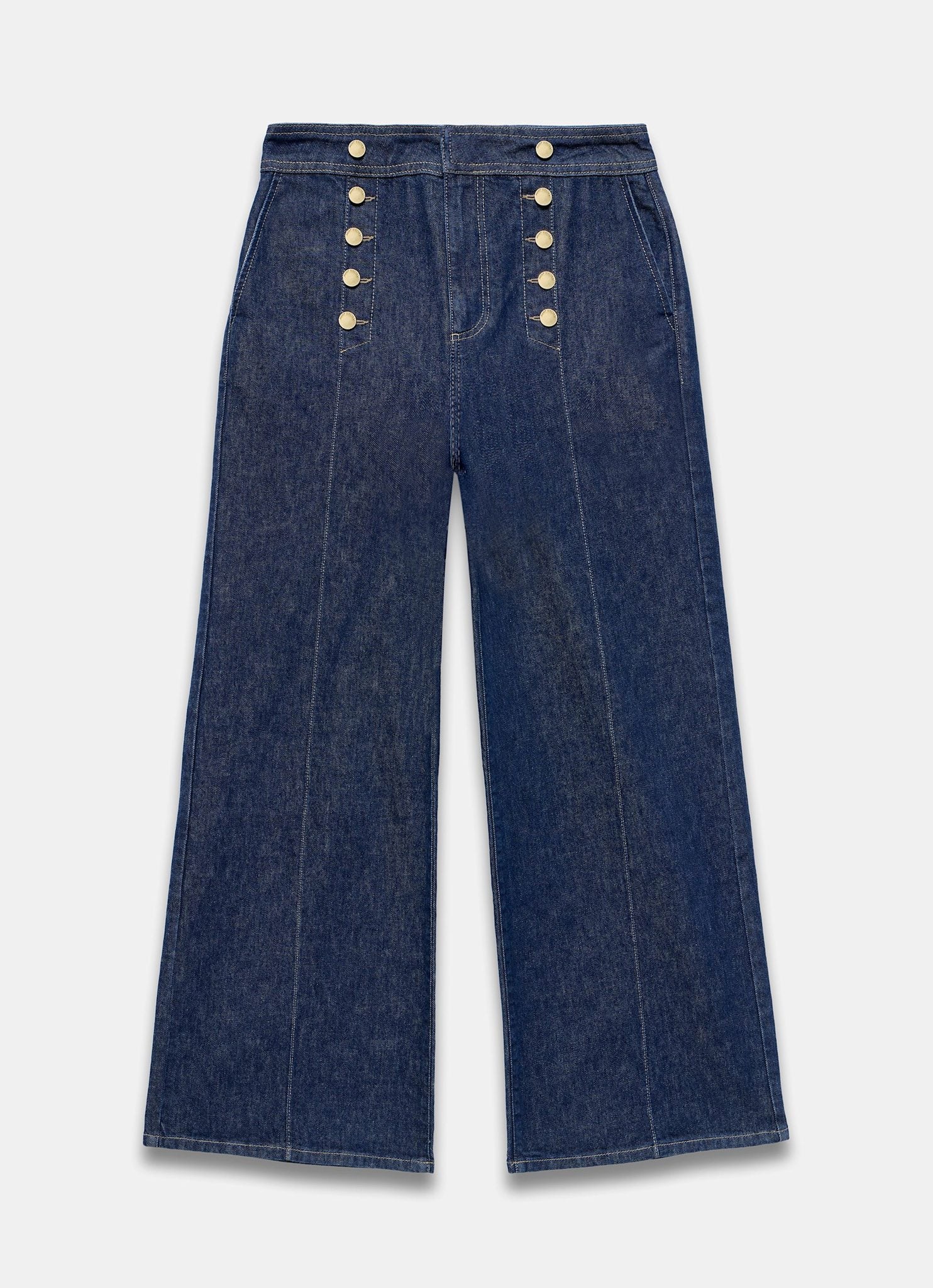 Indigo Button Front Tailored Jeans - Image 6