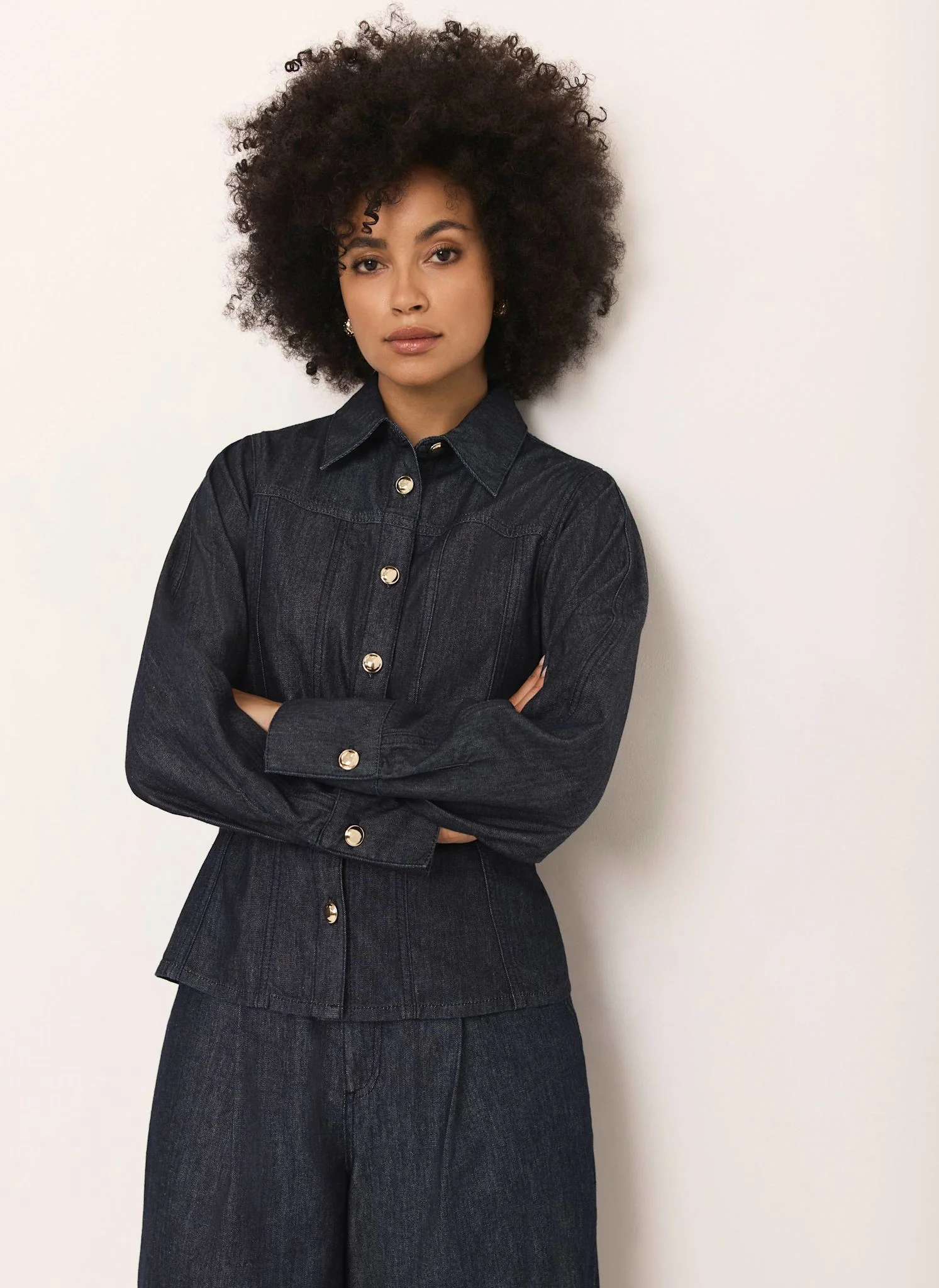 Dark Indigo Denim Fitted Shirt - Image 6