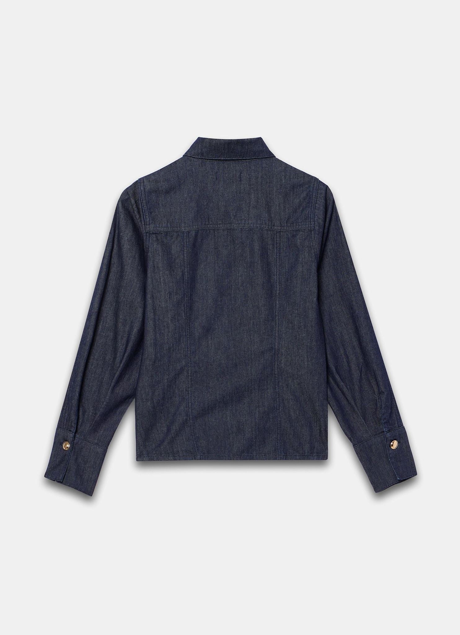 Dark Indigo Denim Fitted Shirt - Image 8