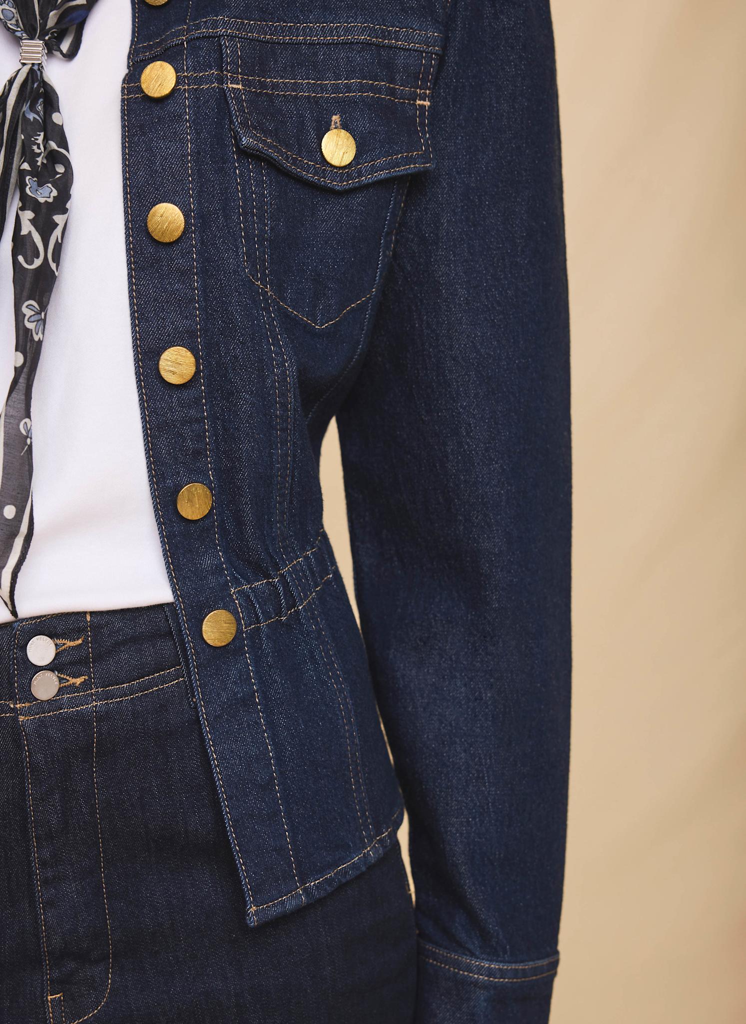 Dark Indigo Puff Sleeve Denim Jacket - Image 4