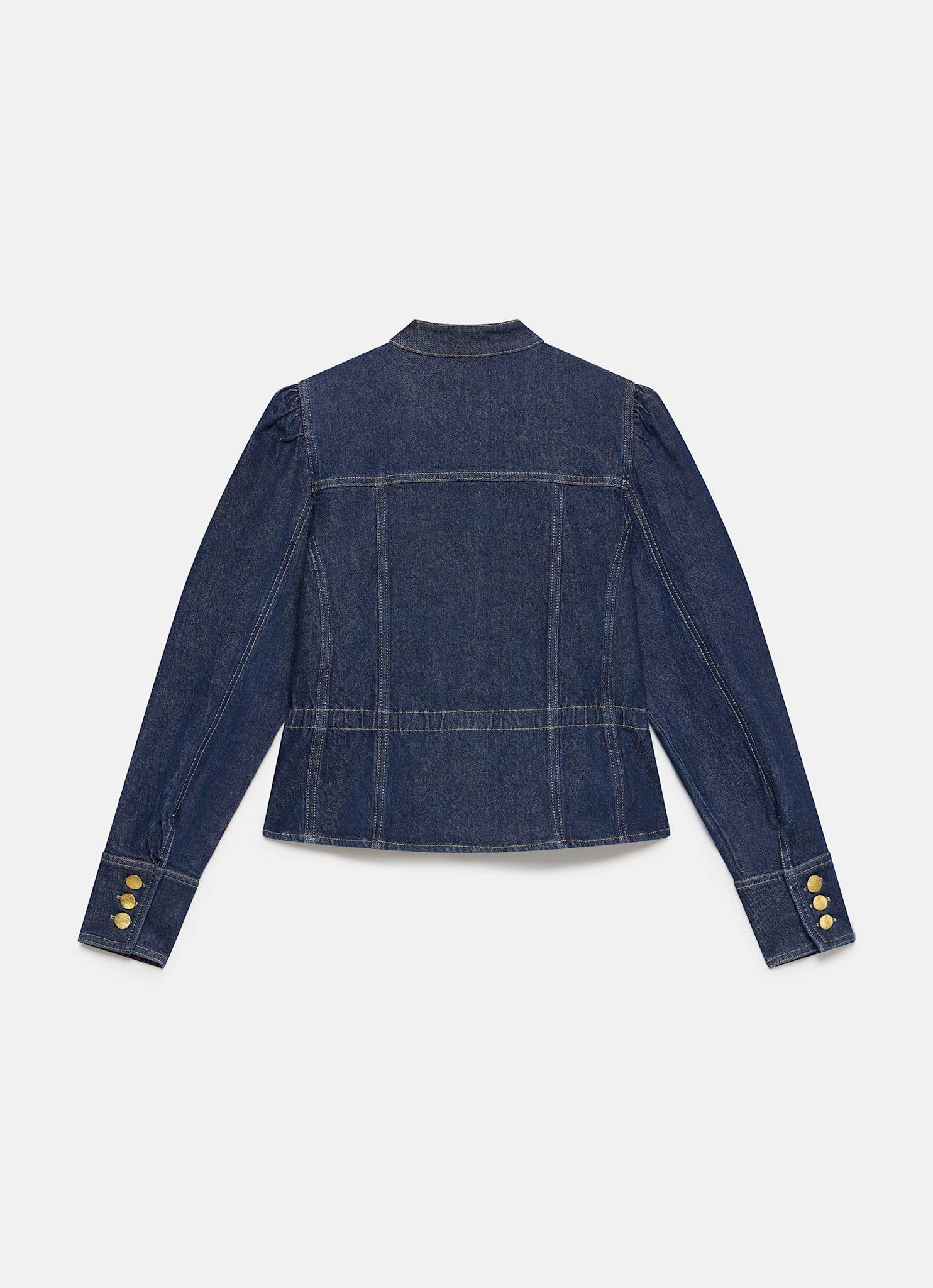 Dark Indigo Puff Sleeve Denim Jacket - Image 8