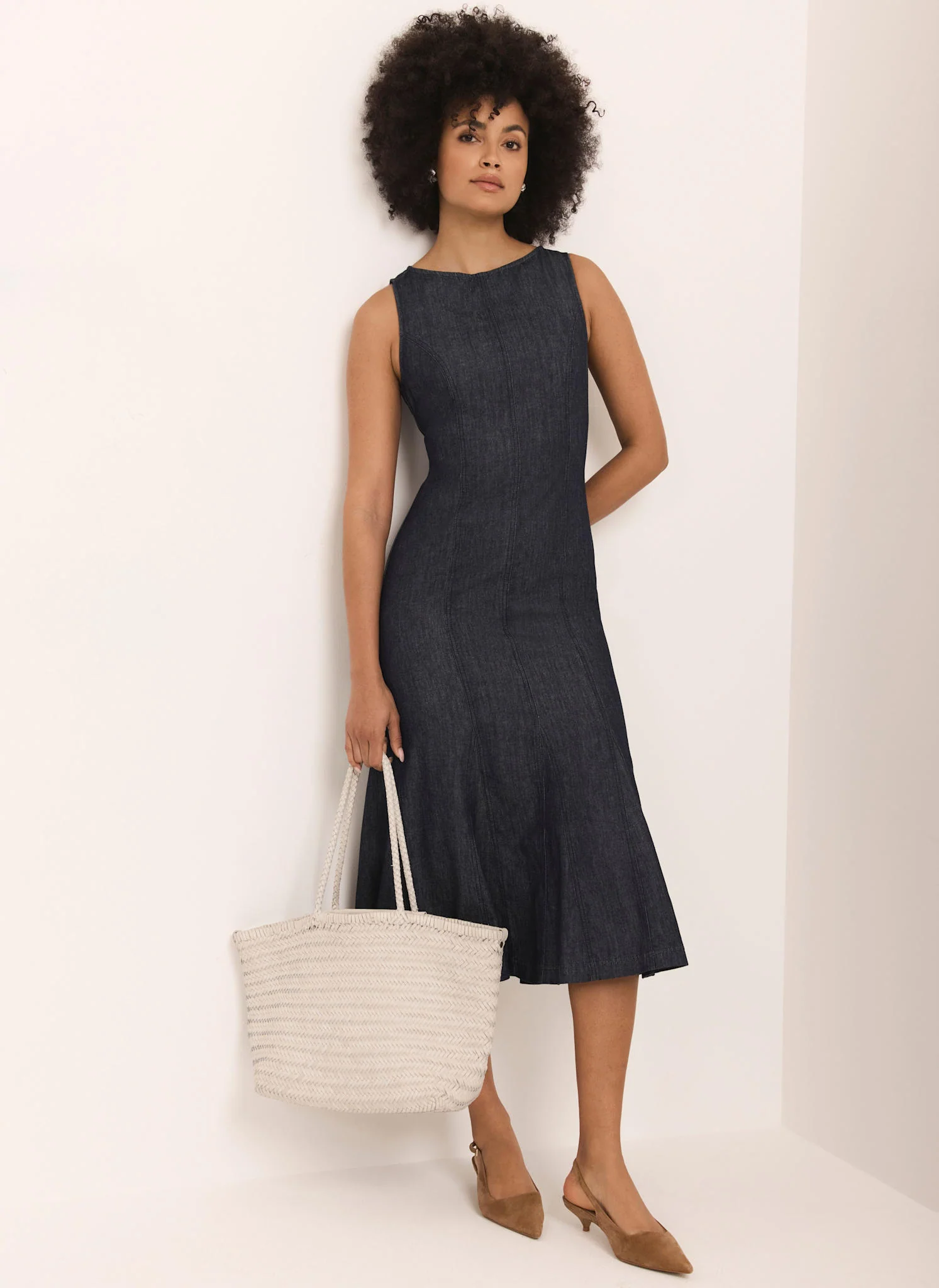 Dark Indigo Denim Midi Dress - Image 4