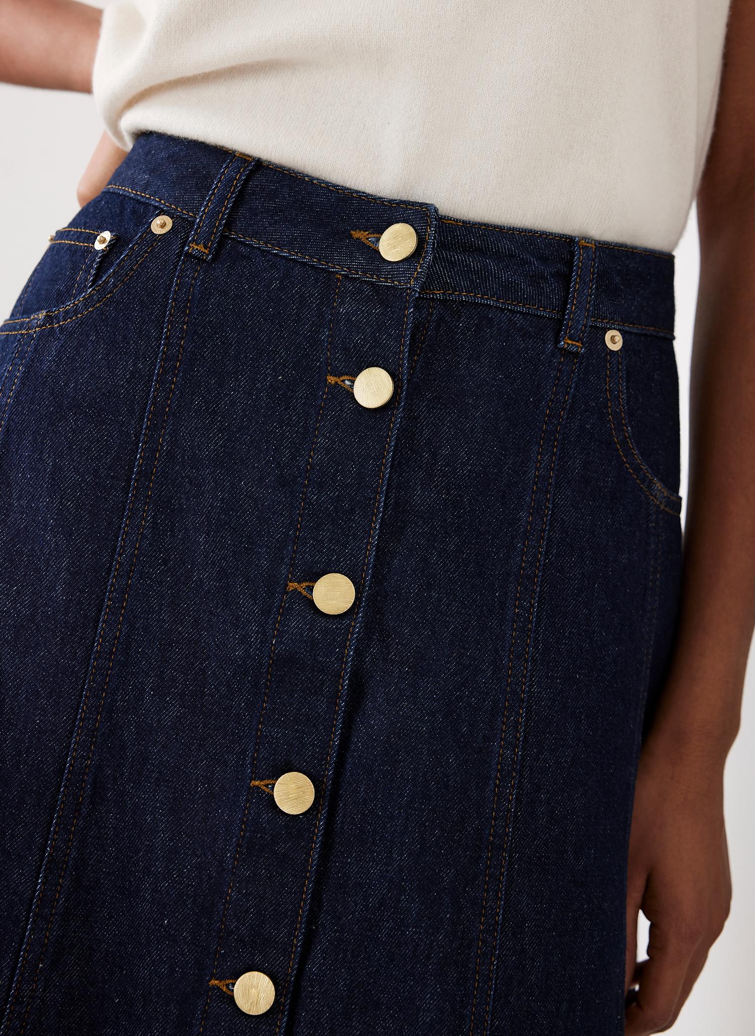 Dark Indigo Denim Midi Skirt - Image 5