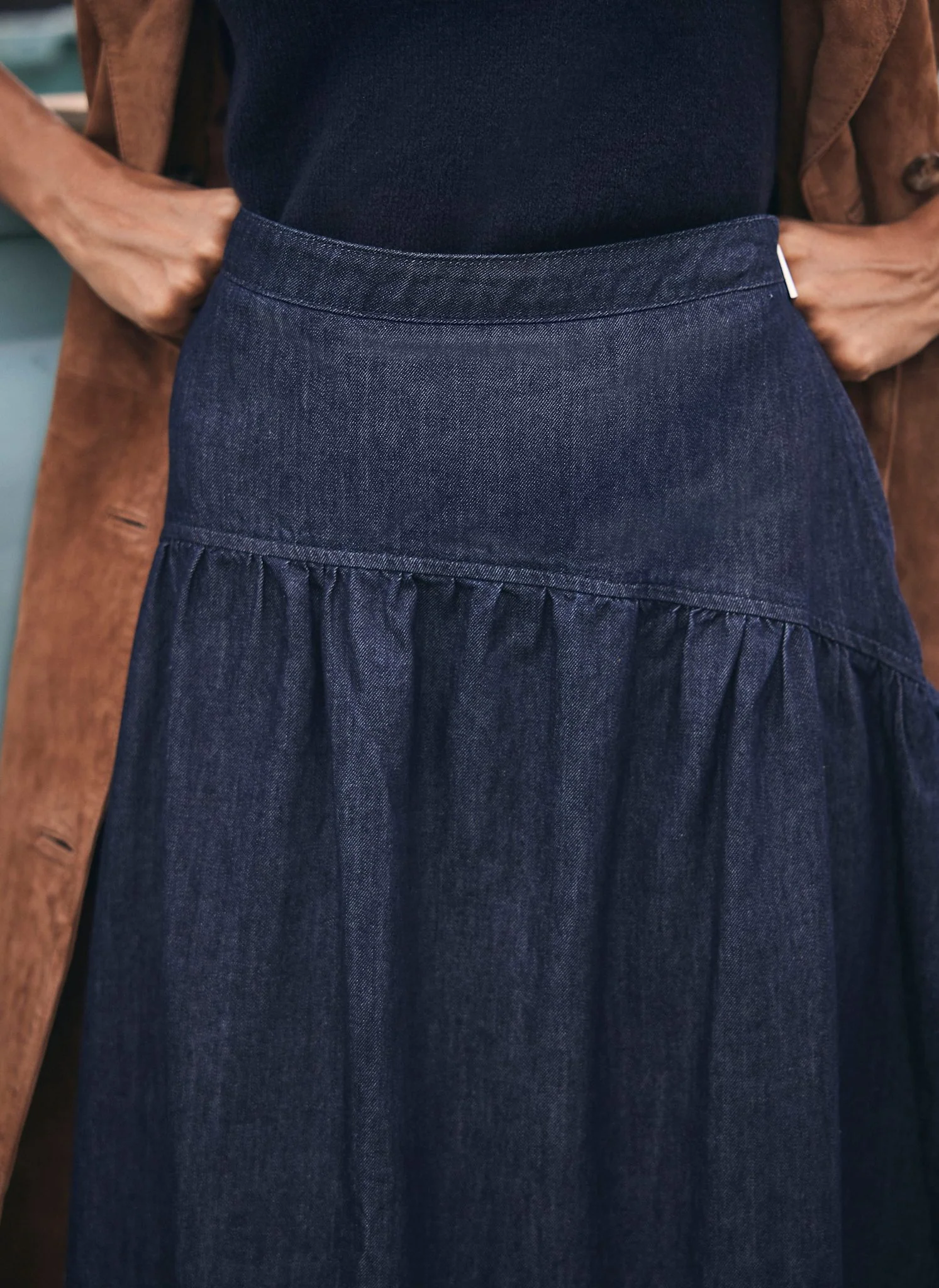 Dark Indigo Denim Maxi Skirt - Image 3