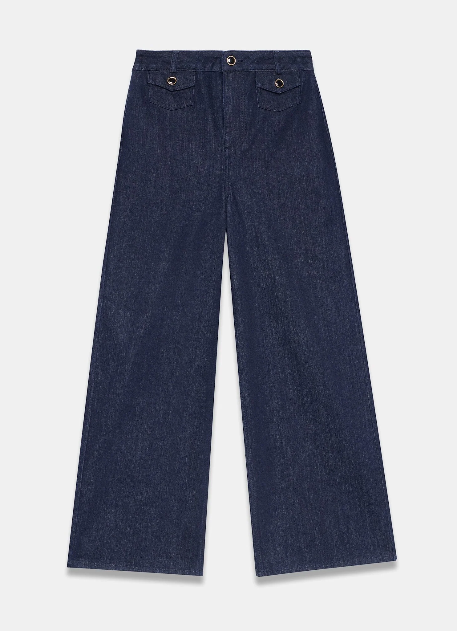 Dark Indigo Patch Pocket Wide Leg Crop Jeans - Image 6