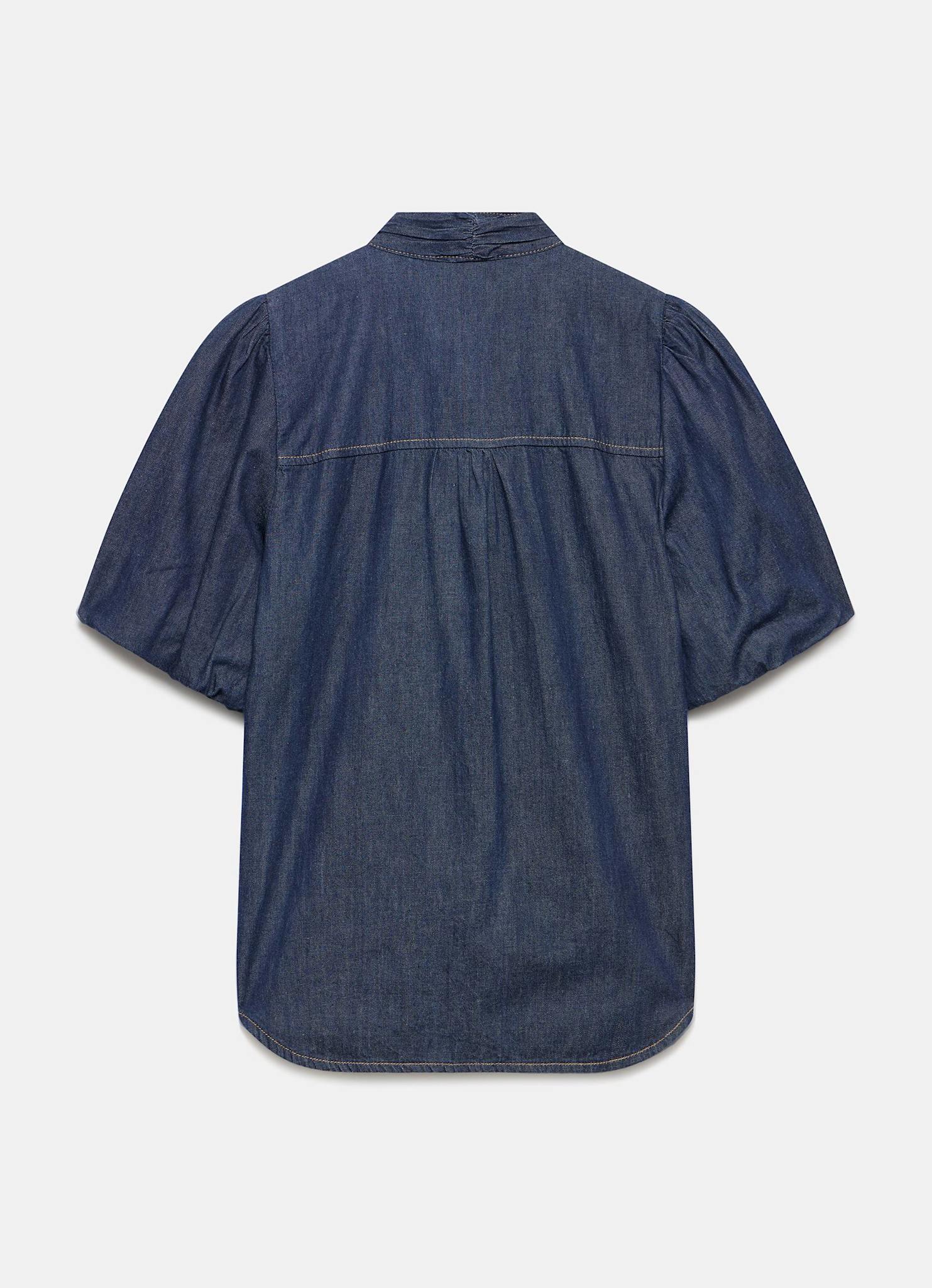 Dark Indigo Puff Sleeve Denim Shirt - Image 8