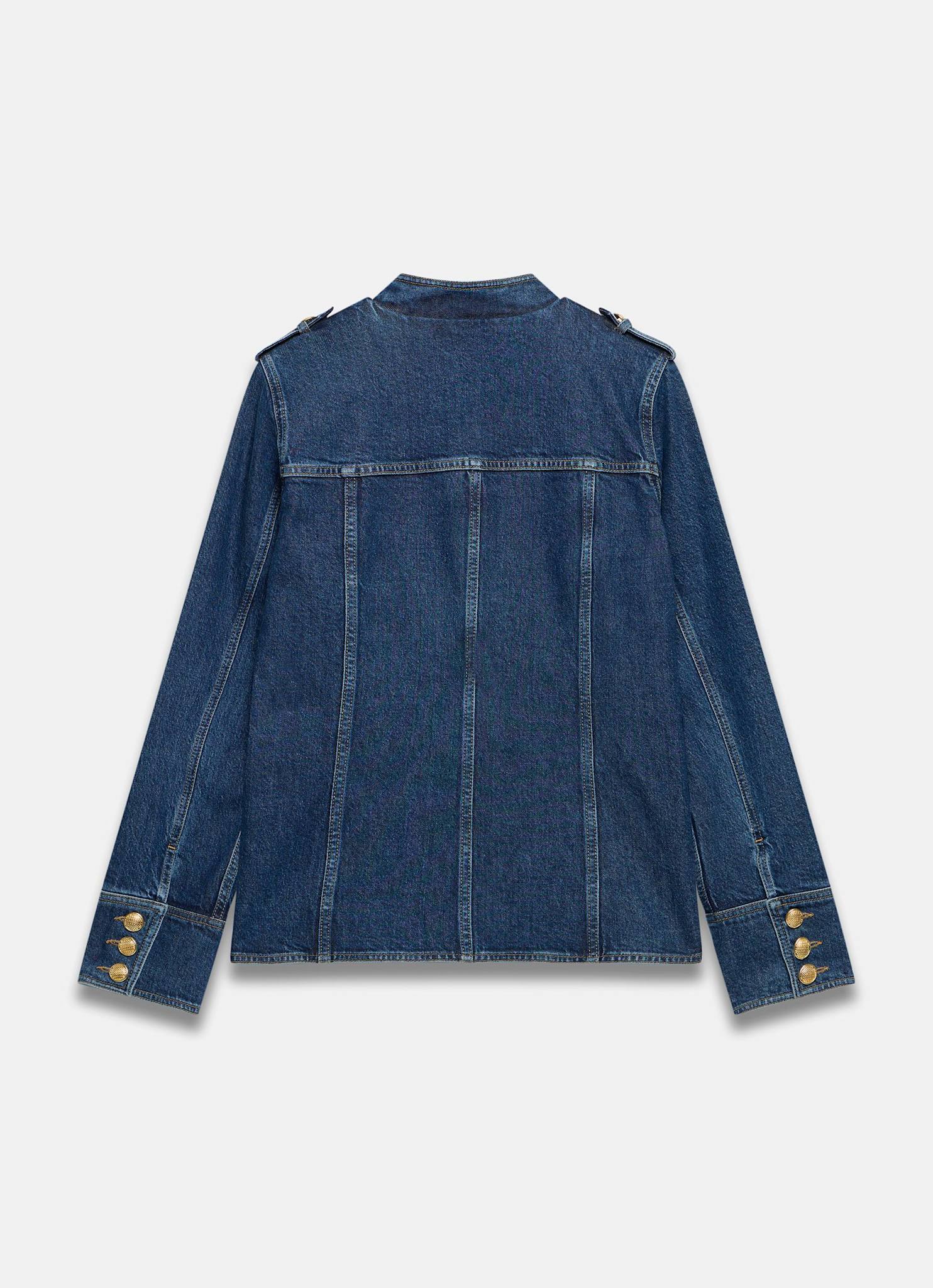 Indigo Denim Military Jacket - Image 8