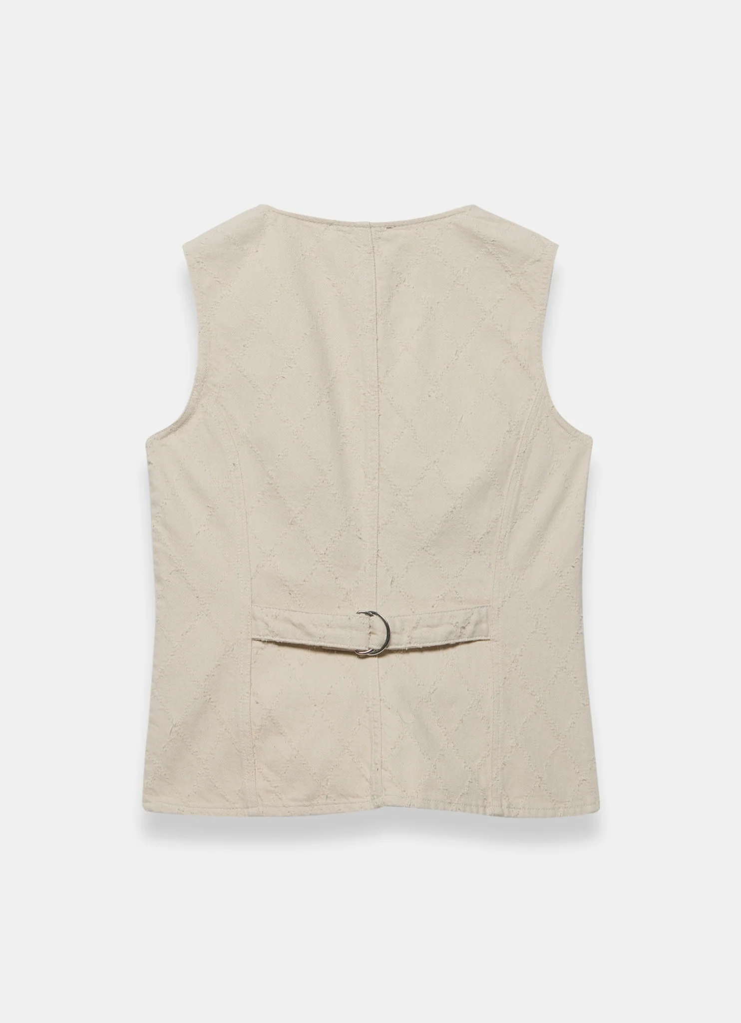 Cream Denim Diamond Textured Waistcoat - Image 7