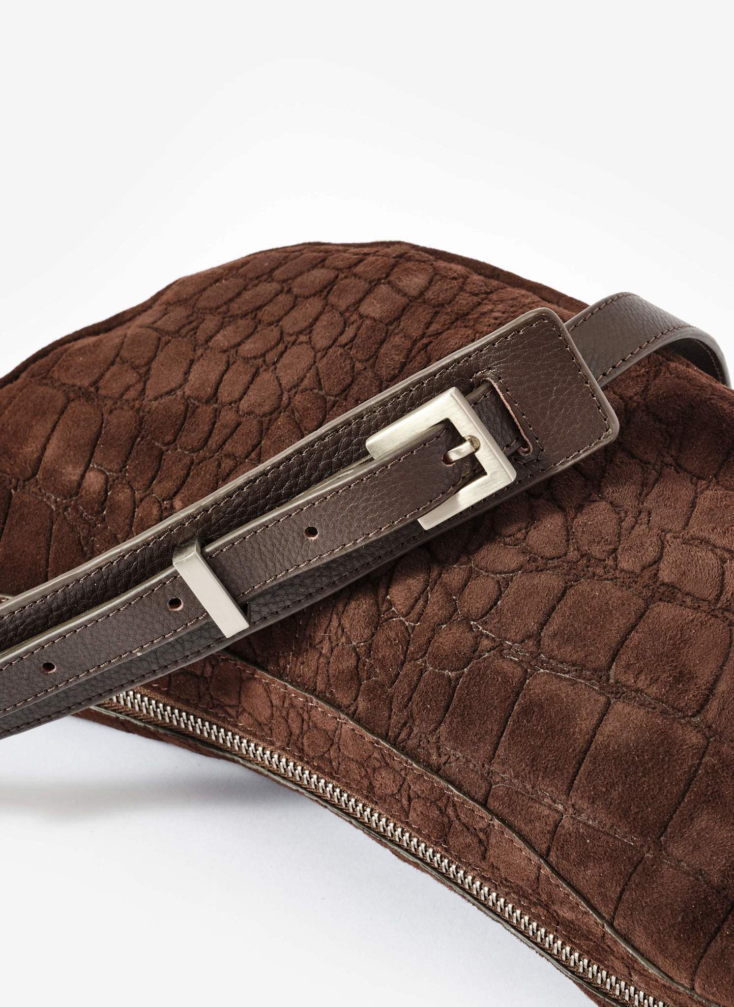 Dolly Brown Textured Suede Scoop Sling Bag - Image 4