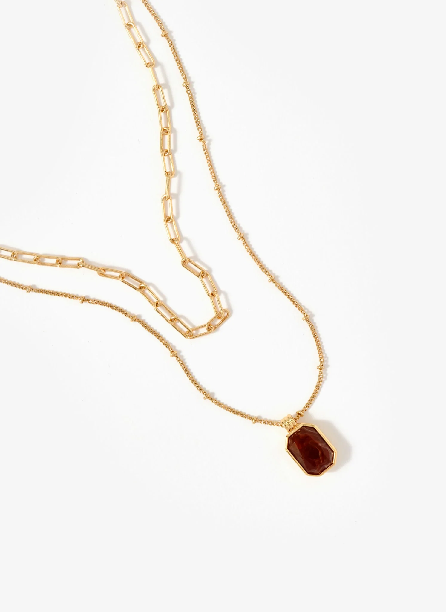 Gold Tone Layered Stone Necklace - Image 4